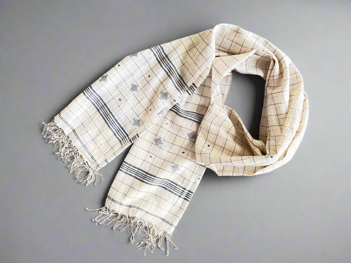Coral Reef Jamdani Muslin Scarf