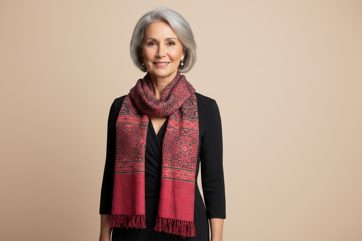 Rouge - Ajrakh Luxury Fine Wool Shawl