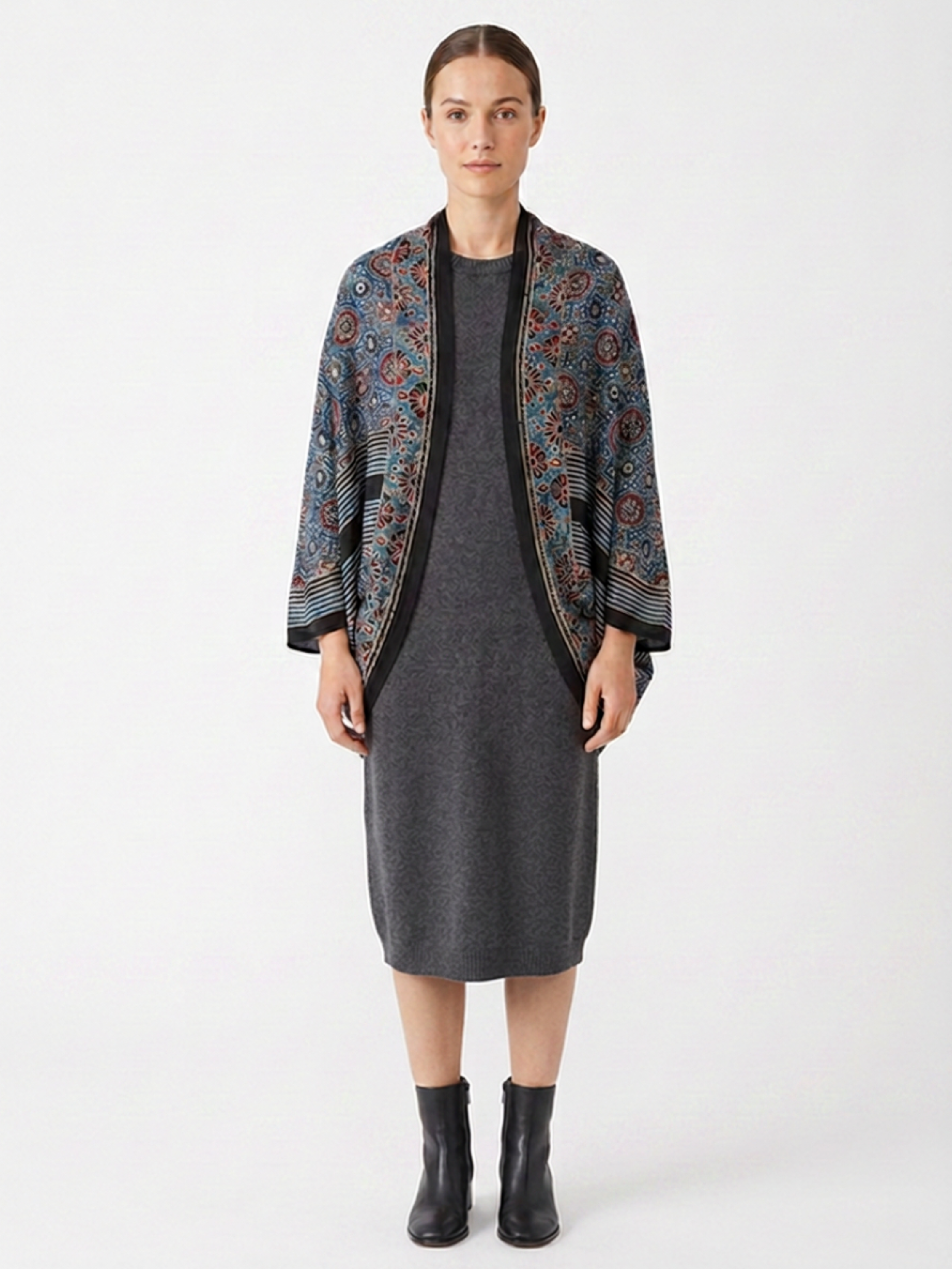 Wholesale - Circles - Ajrakh Modal Silk shrug - All Season