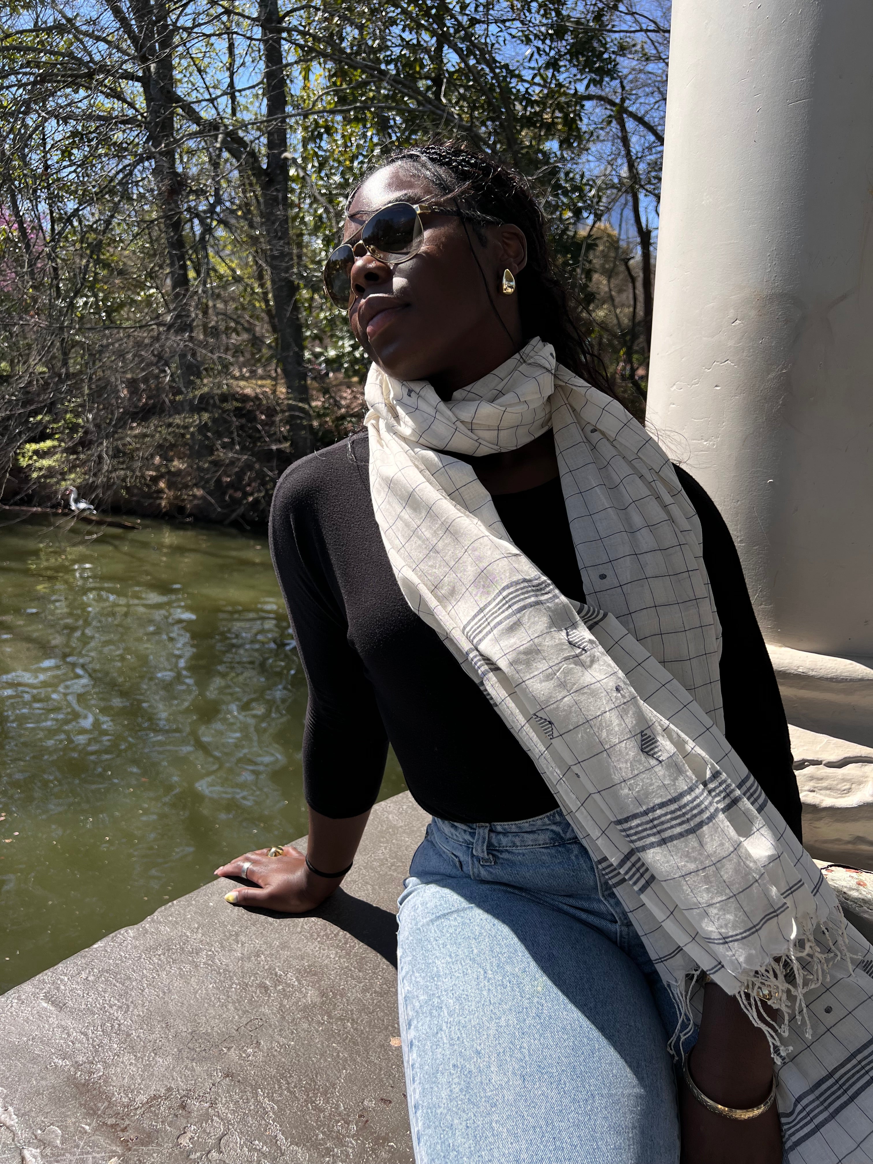Coral Reef Jamdani Muslin Scarf