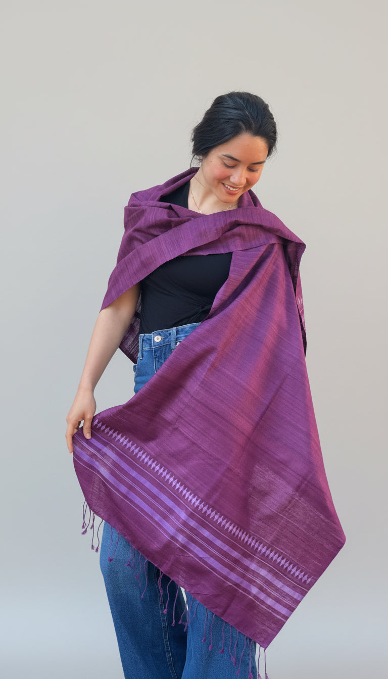 Vegan Silk Scarf with Diamond Motif