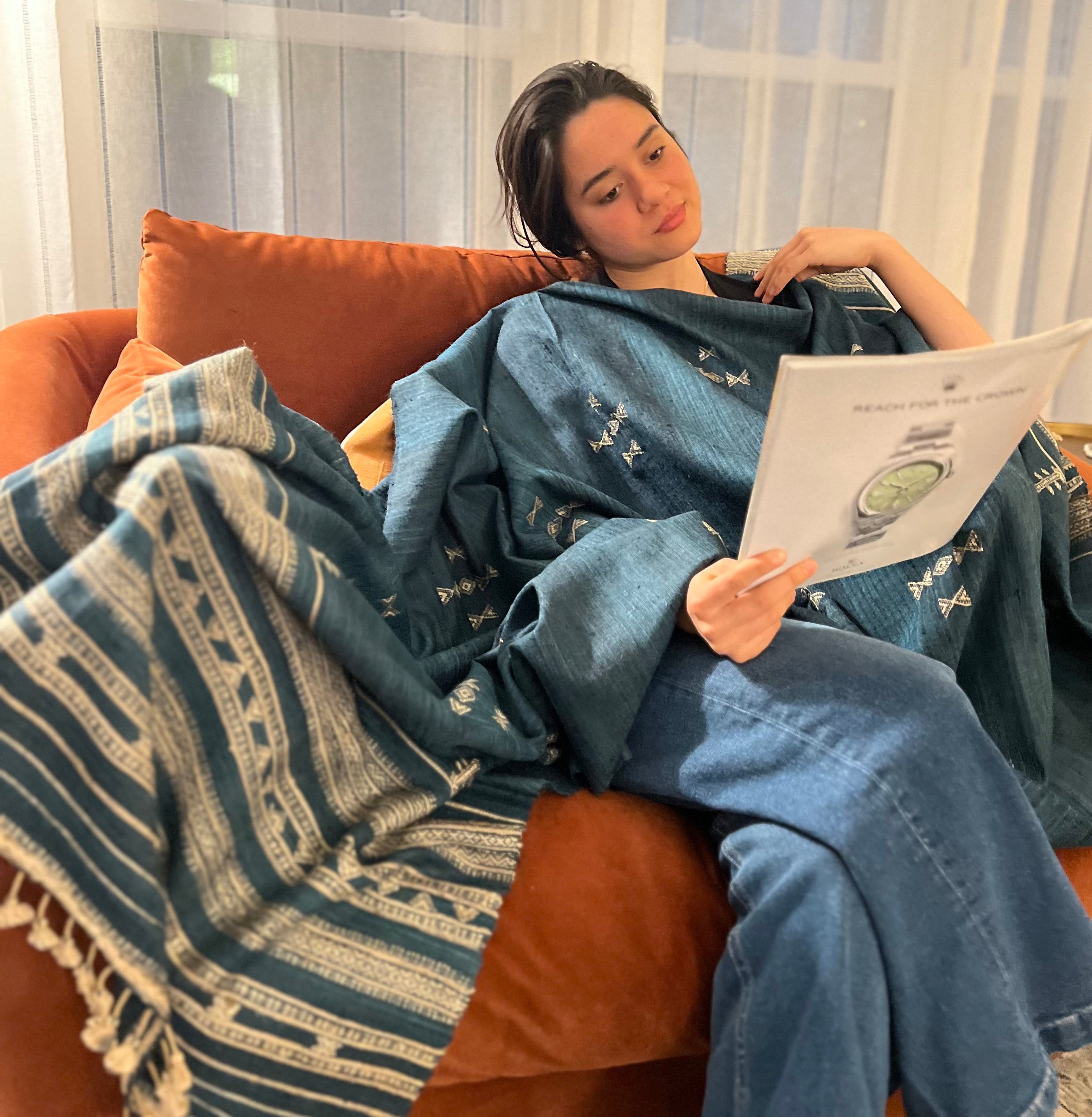 Kutch Jalboota Fine Vegan Silk-Wool Luxury Throw