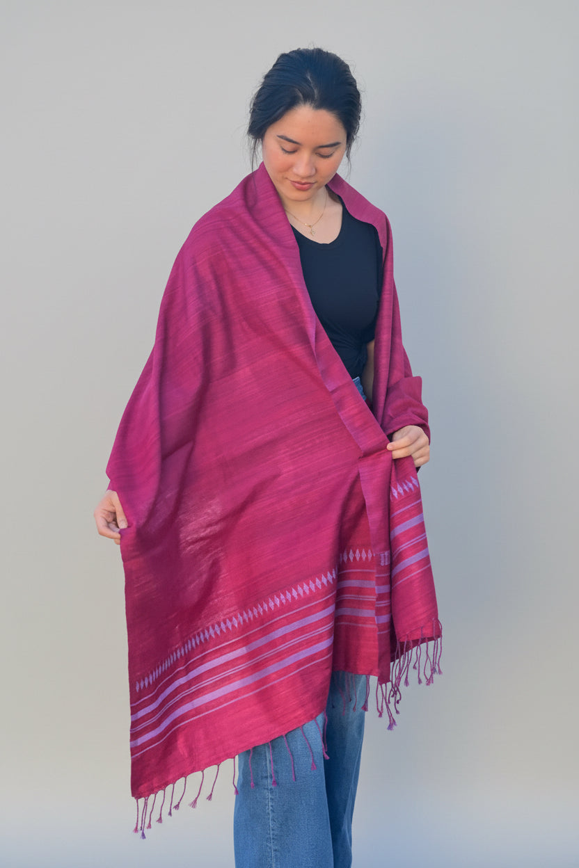 Vegan Silk Scarf with Diamond Motif