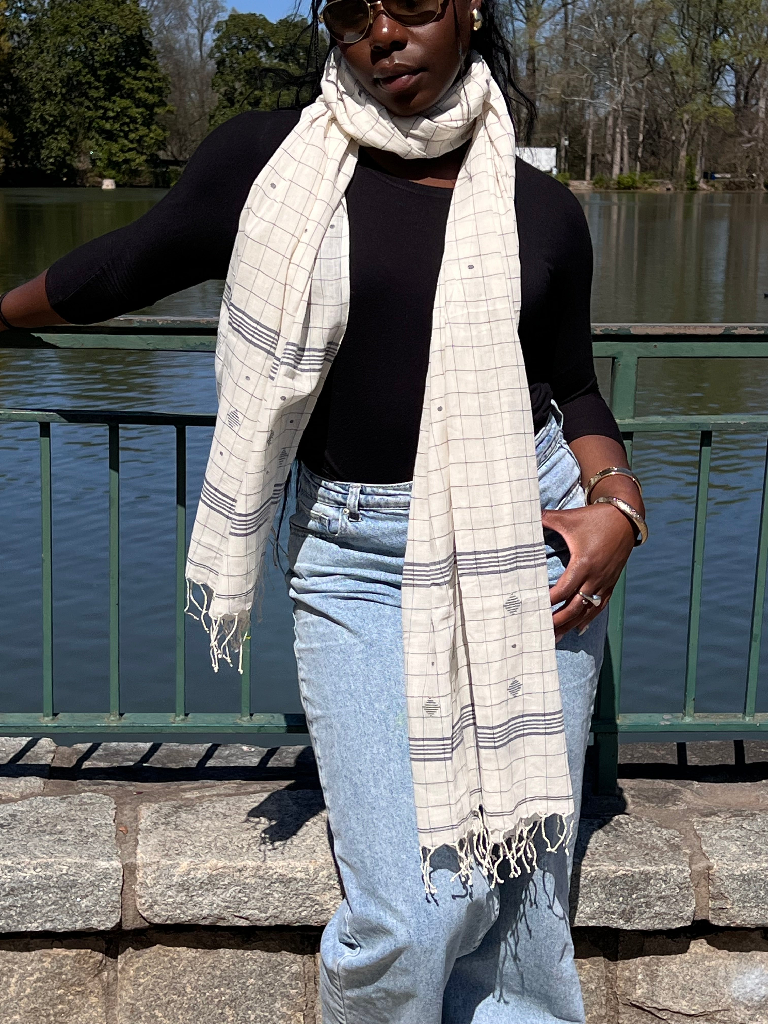 Coral Reef Jamdani Muslin Scarf
