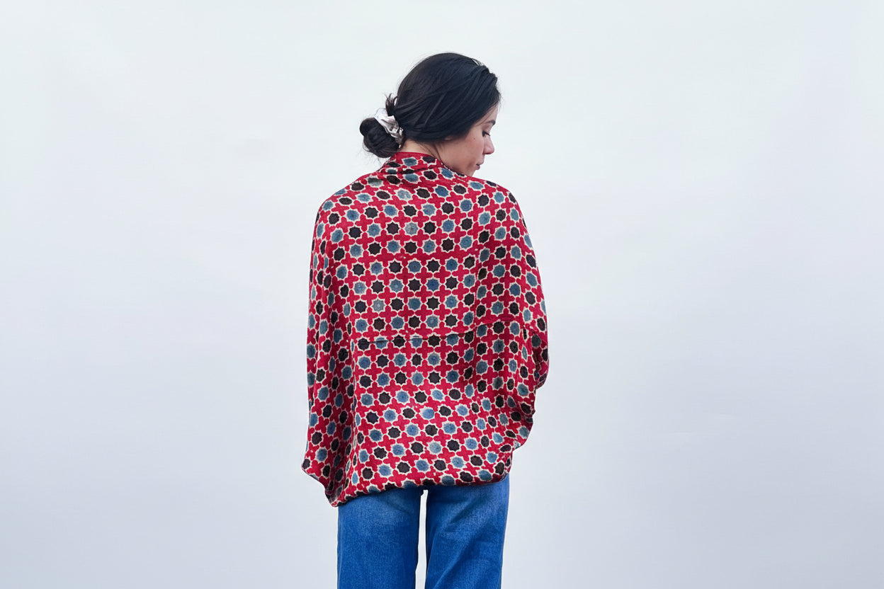 Ajrakh modal silk - Jaali - back