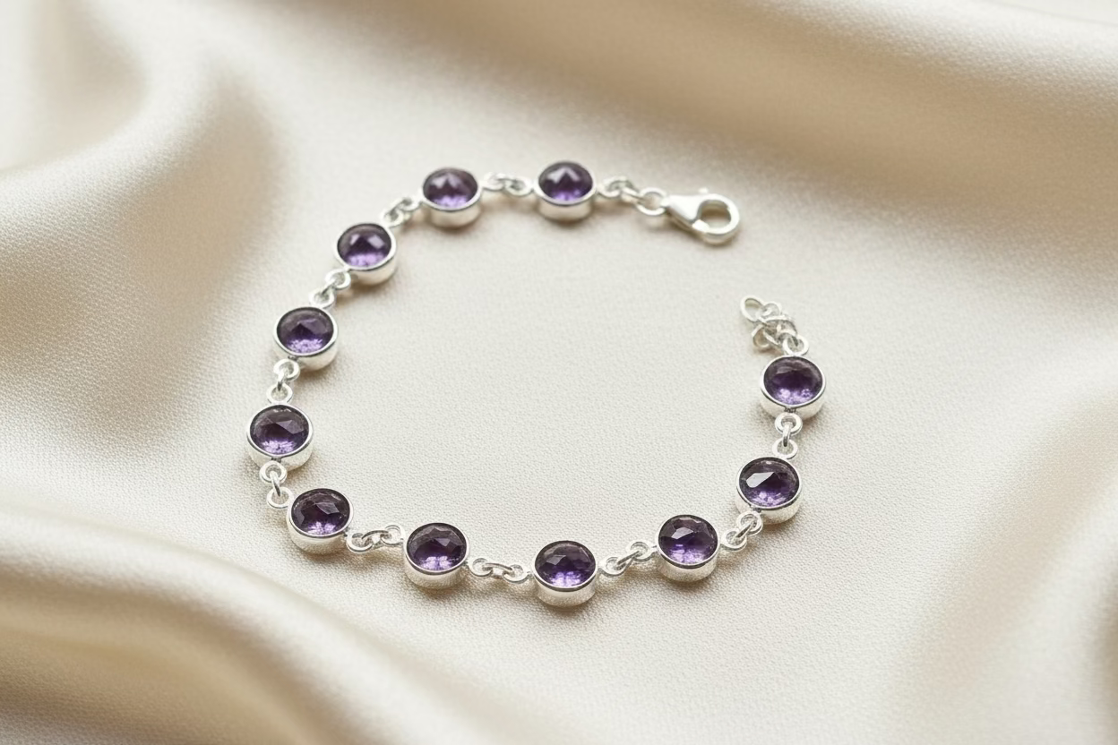 Amethyst Silver Bracelet