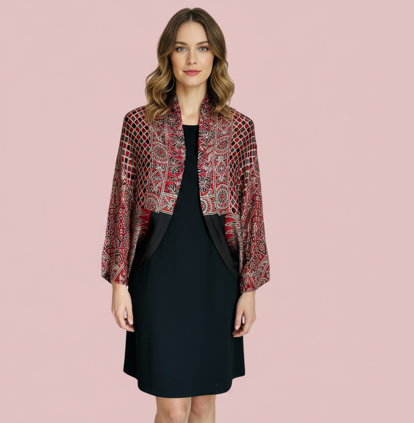 Arches - Ajrakh Modal Silk shrug - All Season
