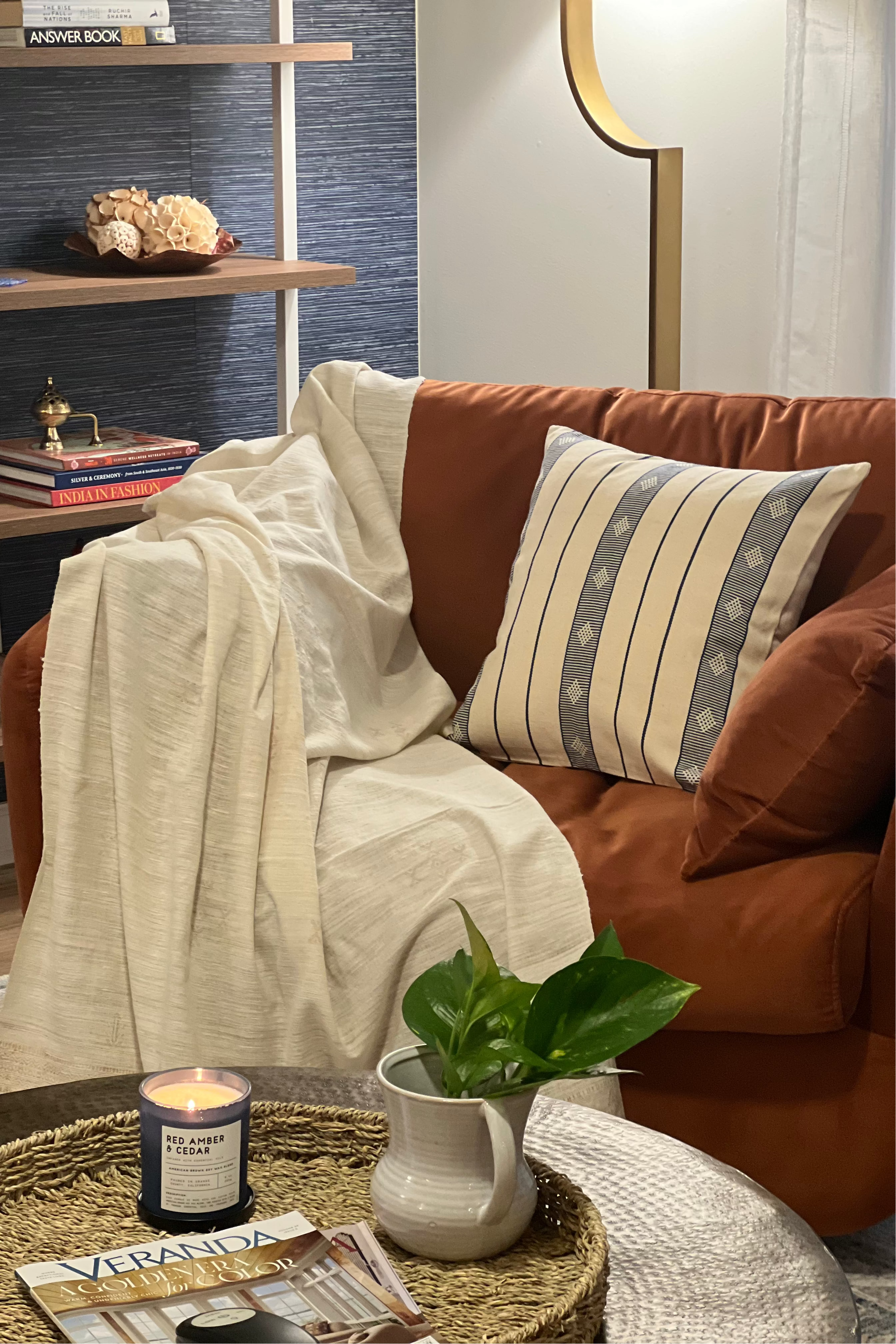 Beige Natural Luxury Fine Silk_wool Jalboota throw on armchair