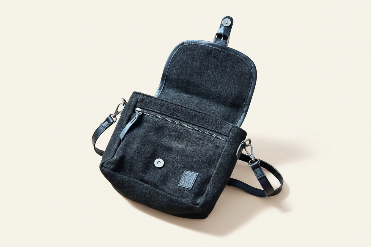 Black Boo Sling bag opened