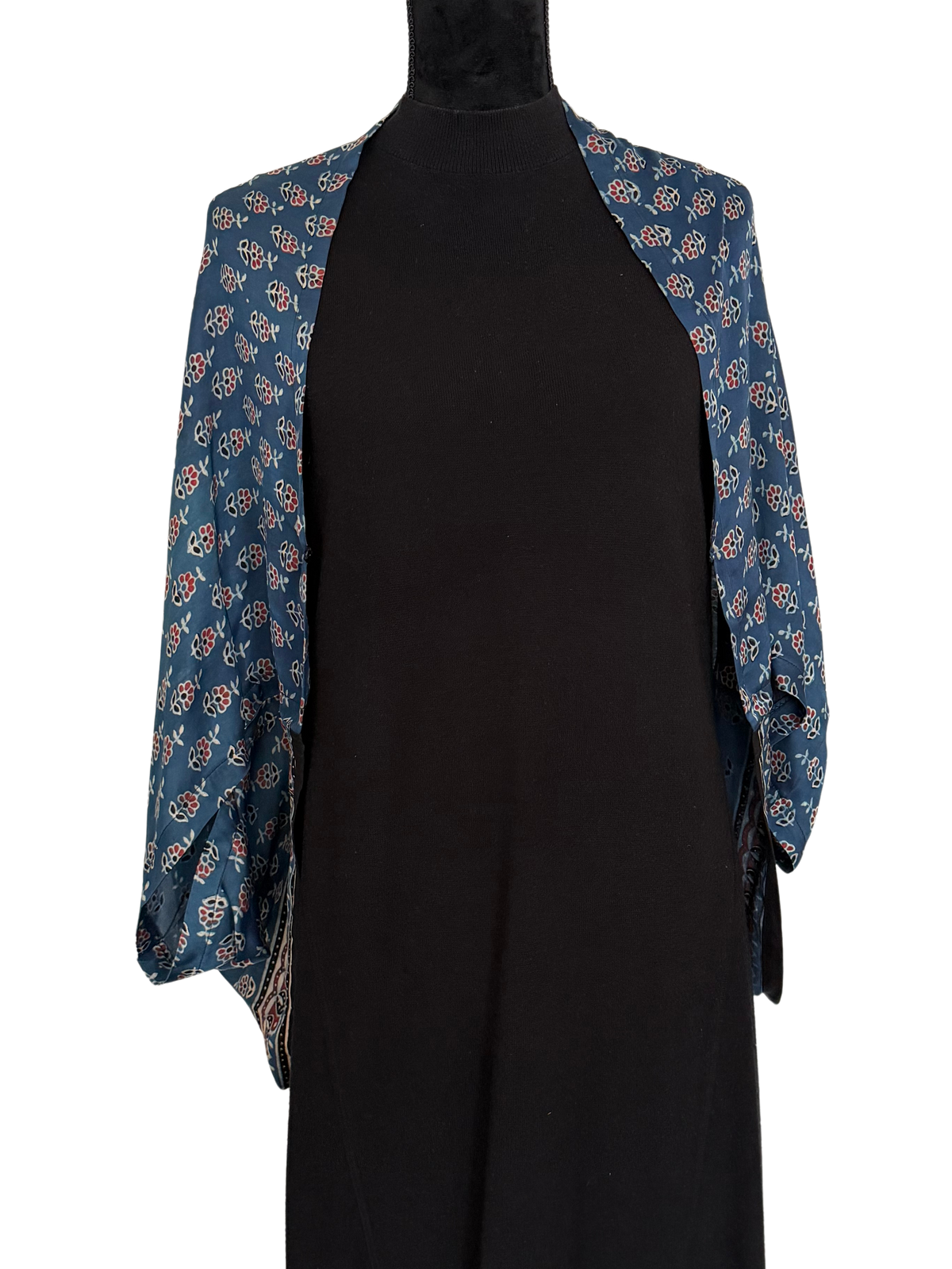 Blue Fleur - Ajrakh Modal Silk shrug - All Season