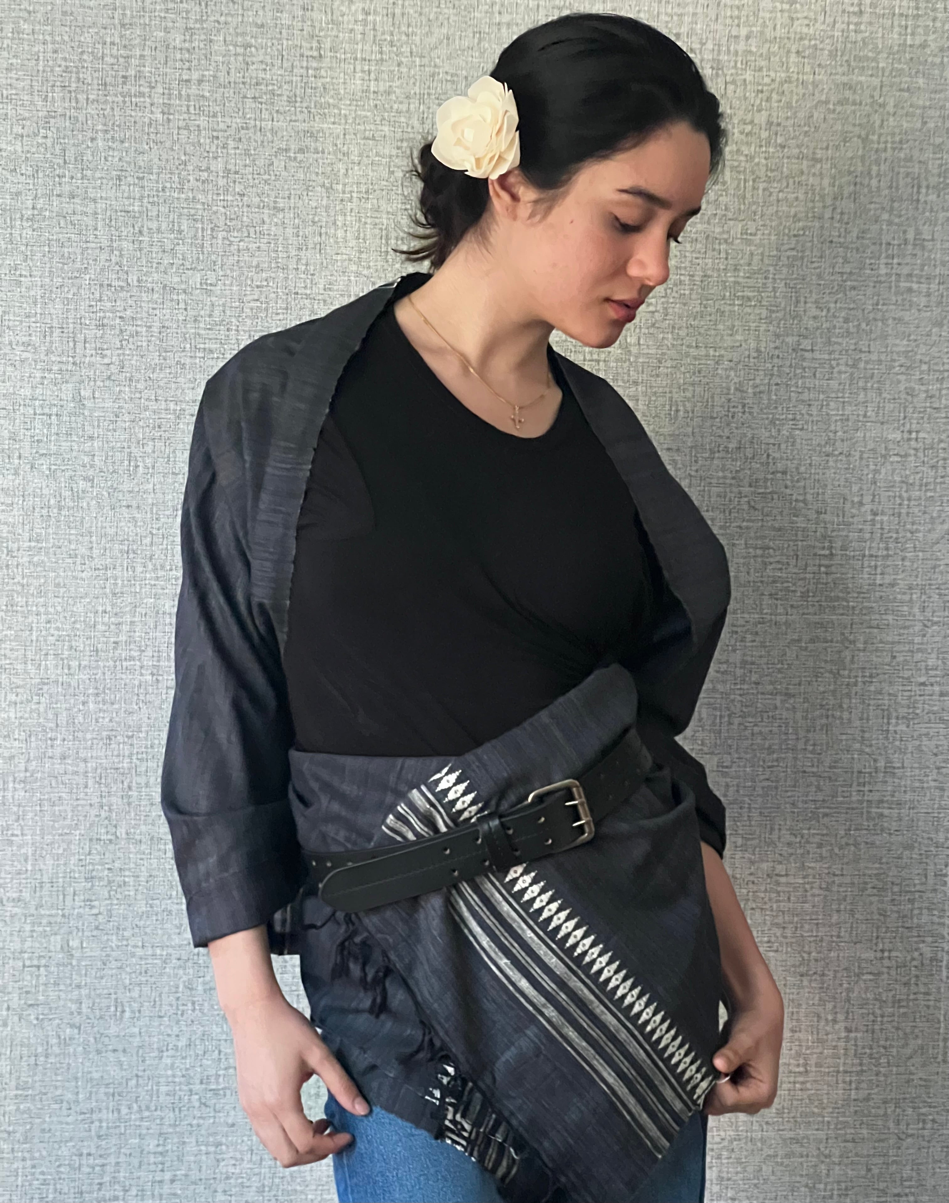 Vegan Silk Scarf with Diamond Motif