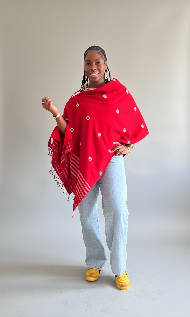 Cardinal Cape - Vegan Silk-Cotton Blend