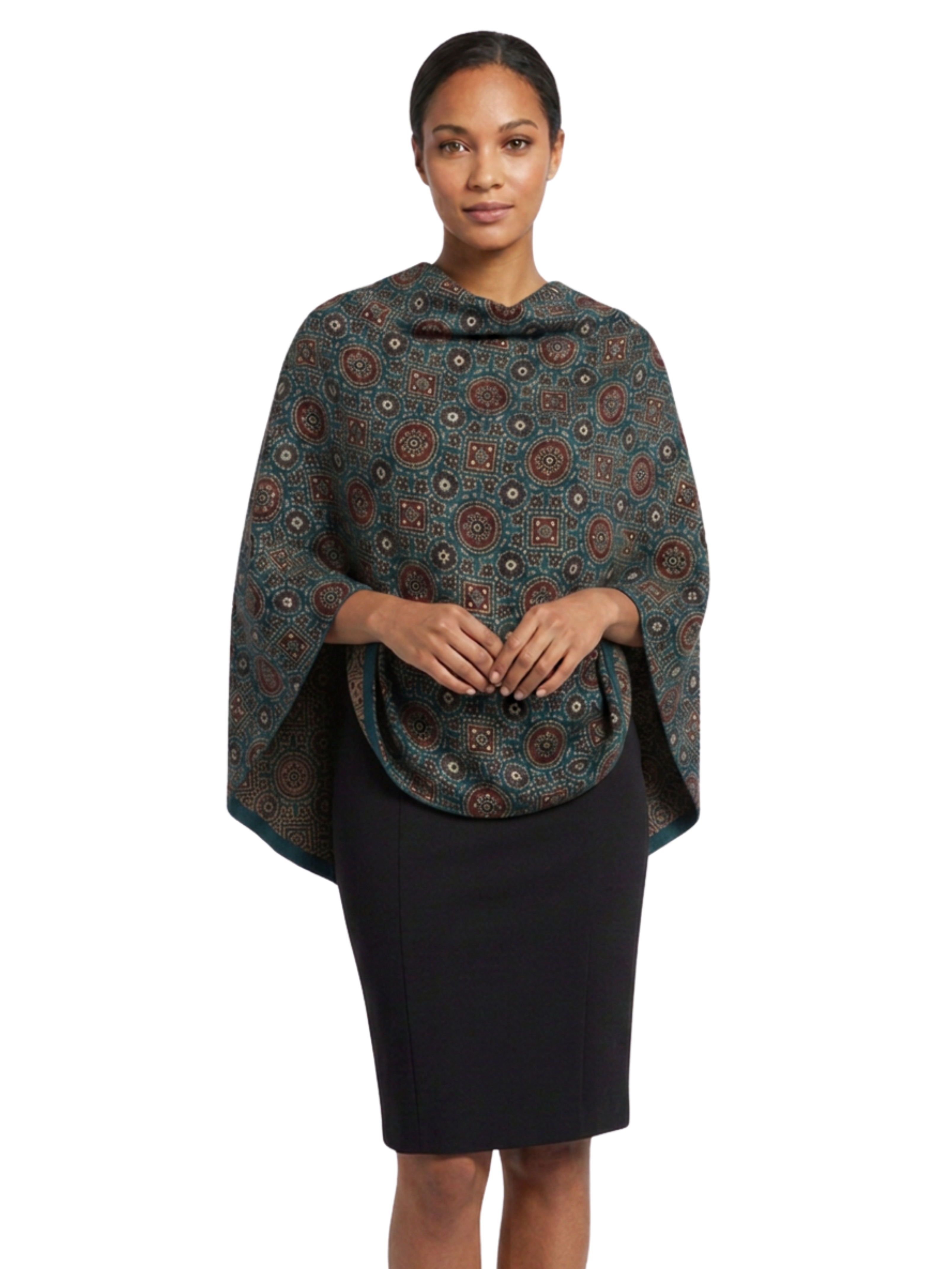 Wholesale - Circles - Ajrakh Modal Silk shrug - All Season