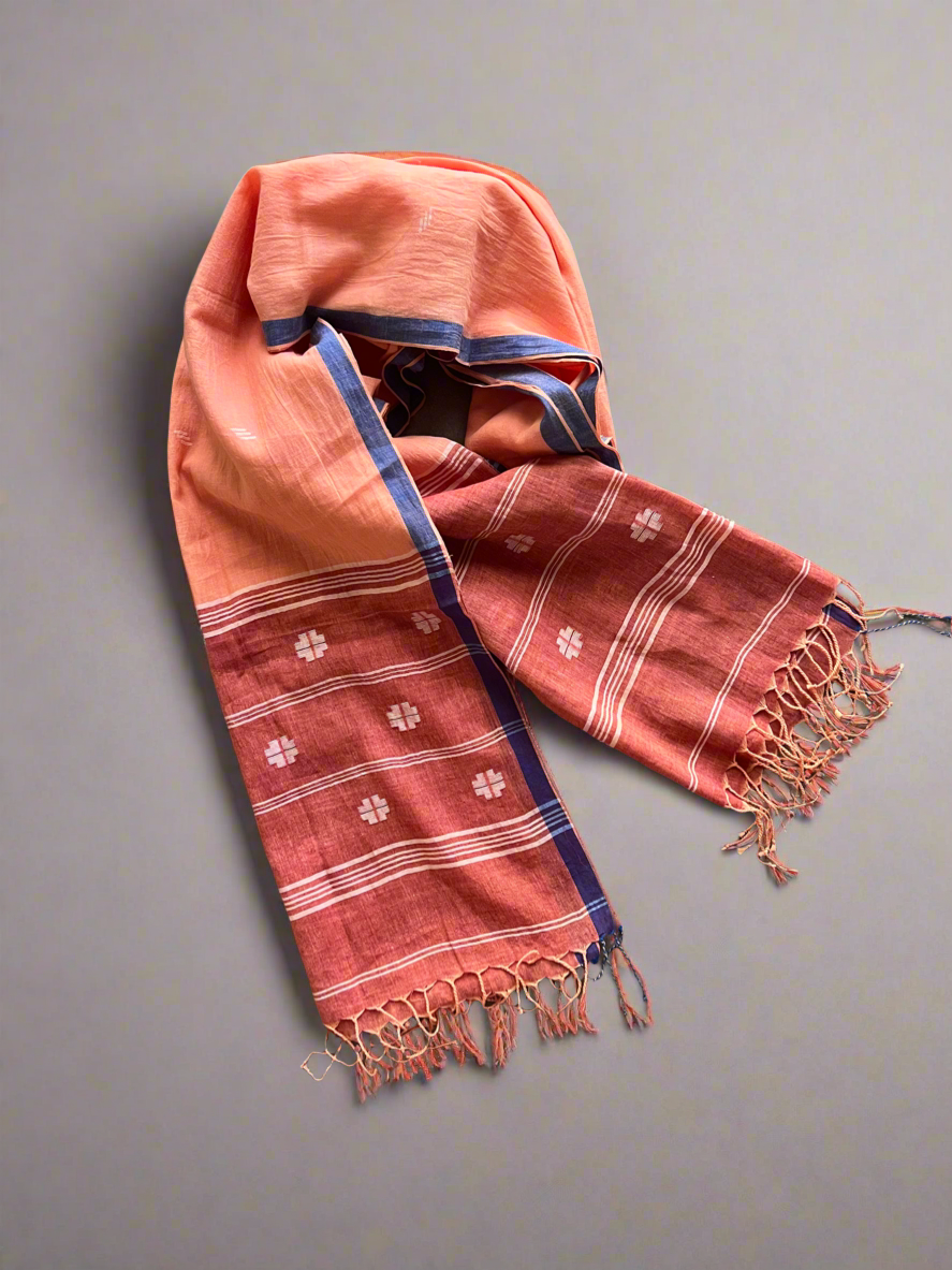 Coral Reef Jamdani Muslin Scarf