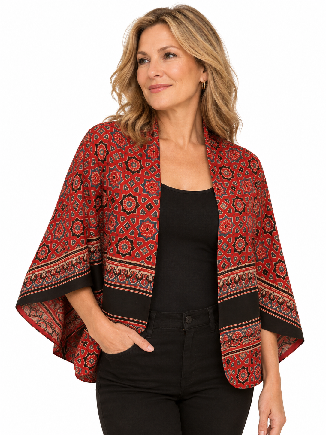 Tara - Ajrakh Modal Silk shrug - All Season
