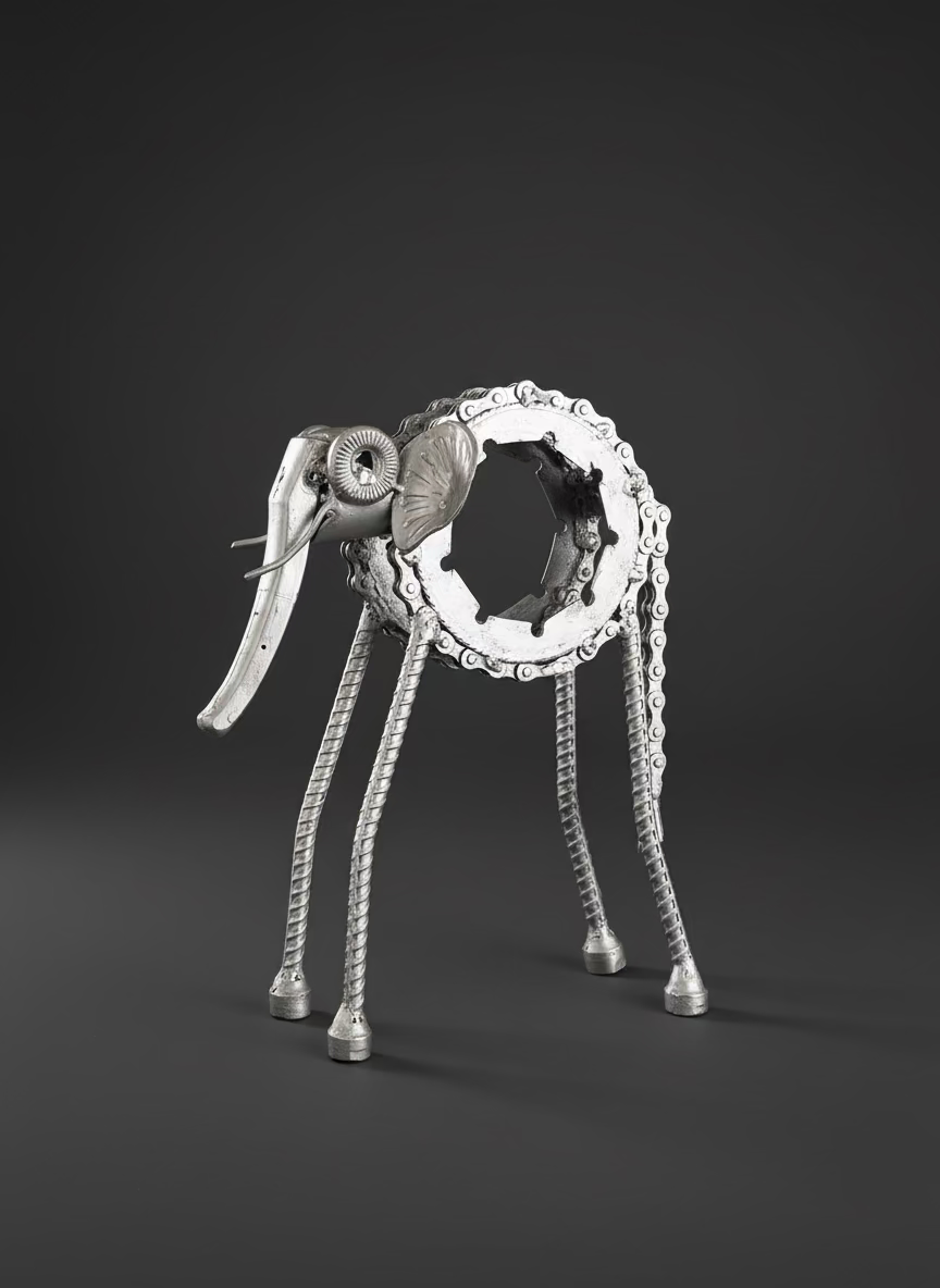 Elephant - Repurposed Metal - Sculptural Art - front