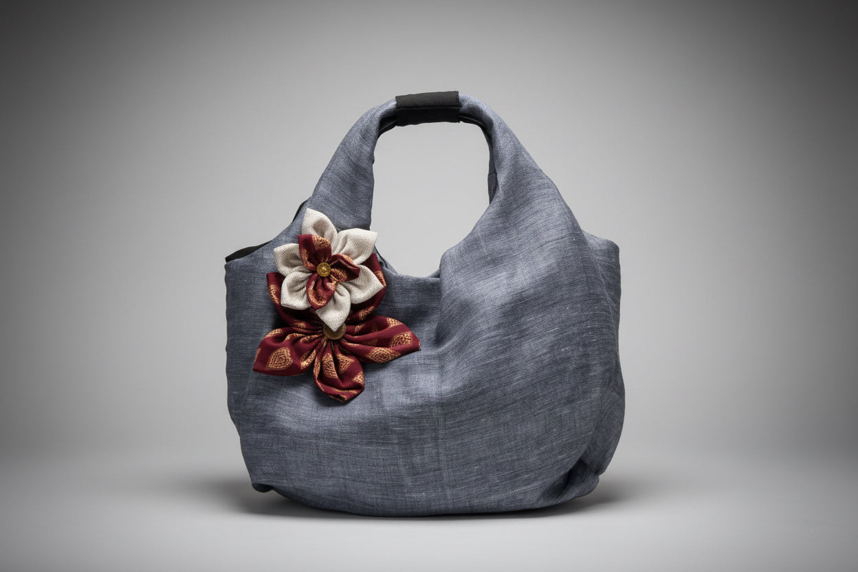 Flora slouchy handmade bags - bag 001 - in studio