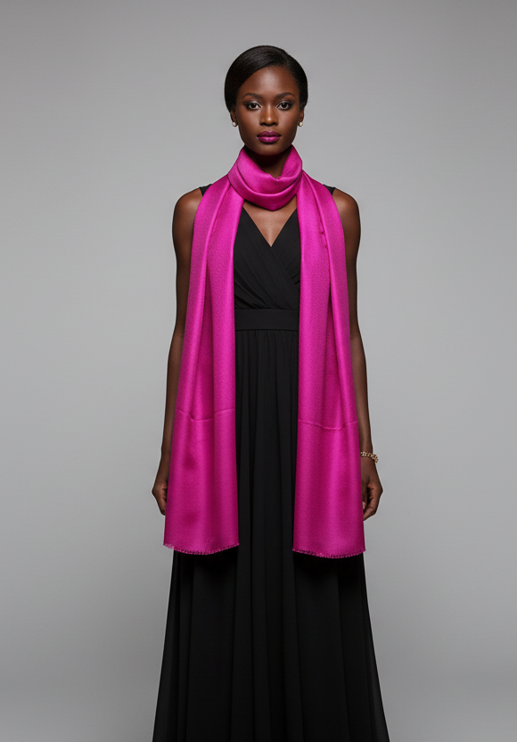 Fuchsia Luxury Pashmina Scarf - on woman