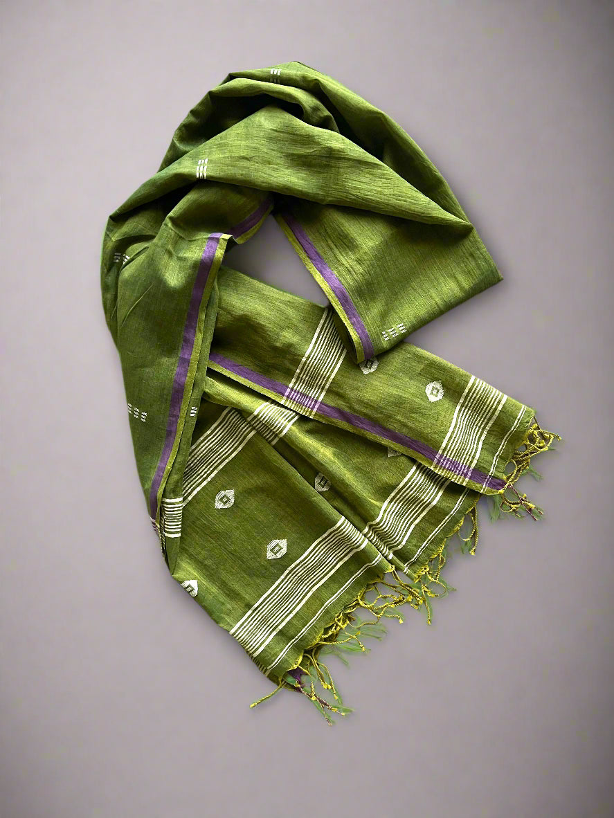 Hariyali Jamdani Muslin Scarf