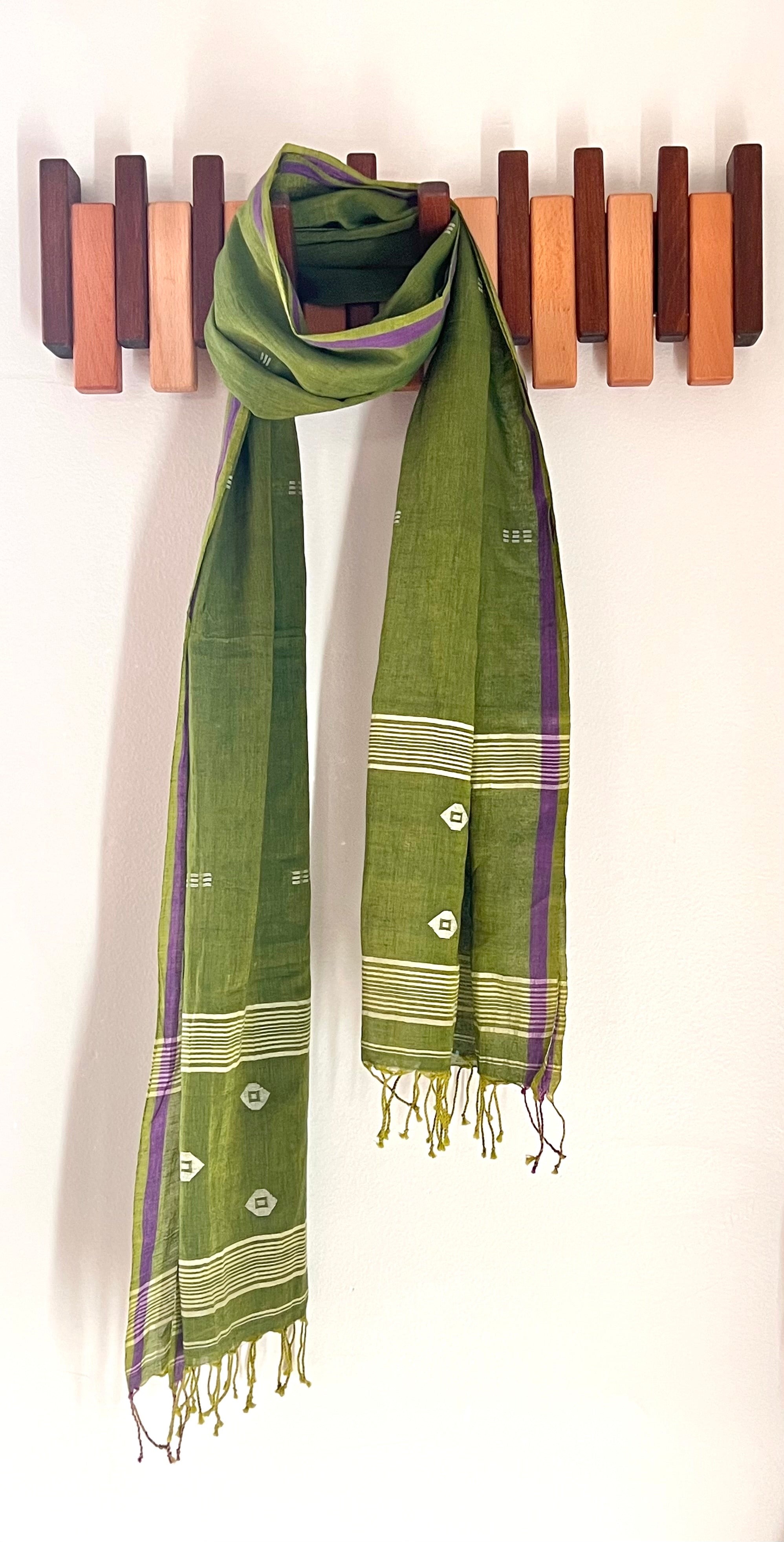 Hariyali Jamdani Muslin Scarf
