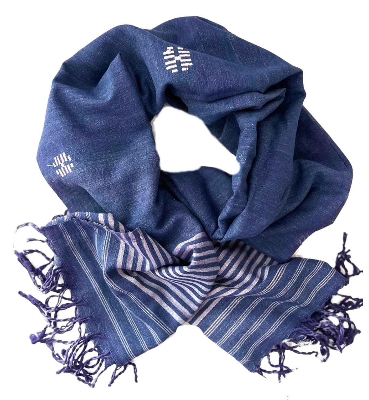 Indigo Peace Silk & Cotton Scarf