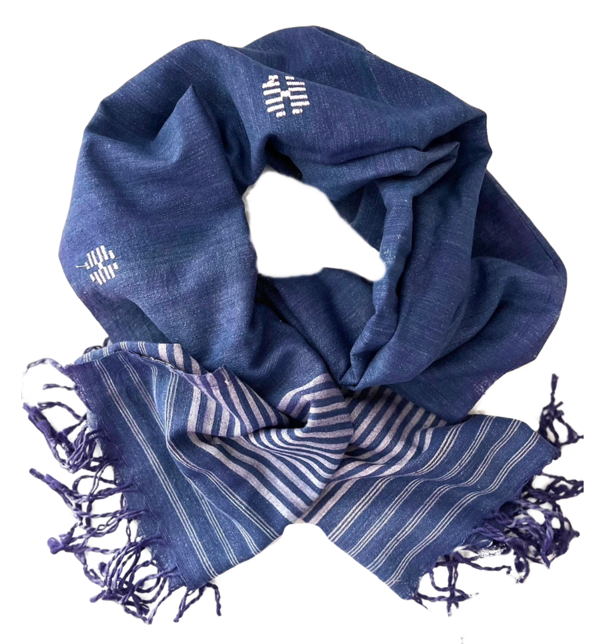 Indigo Peace Silk &amp; Cotton Scarf