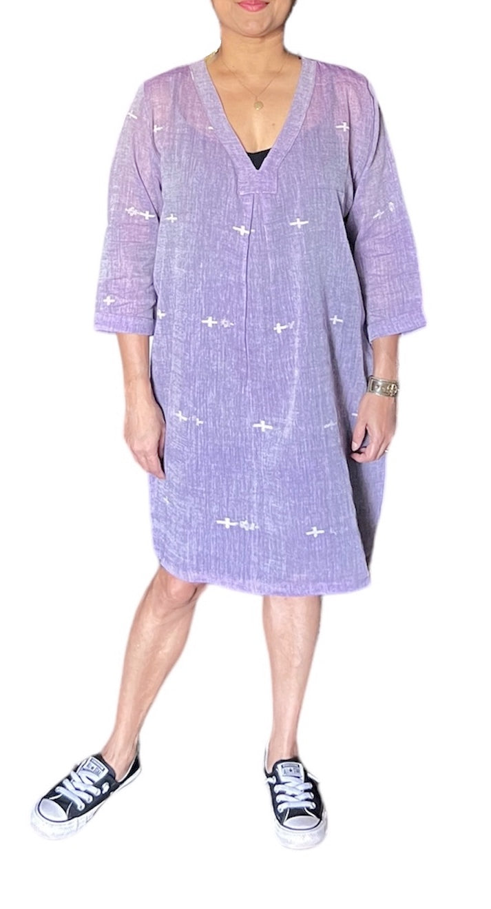 Lavender Short Dress-Kaftan