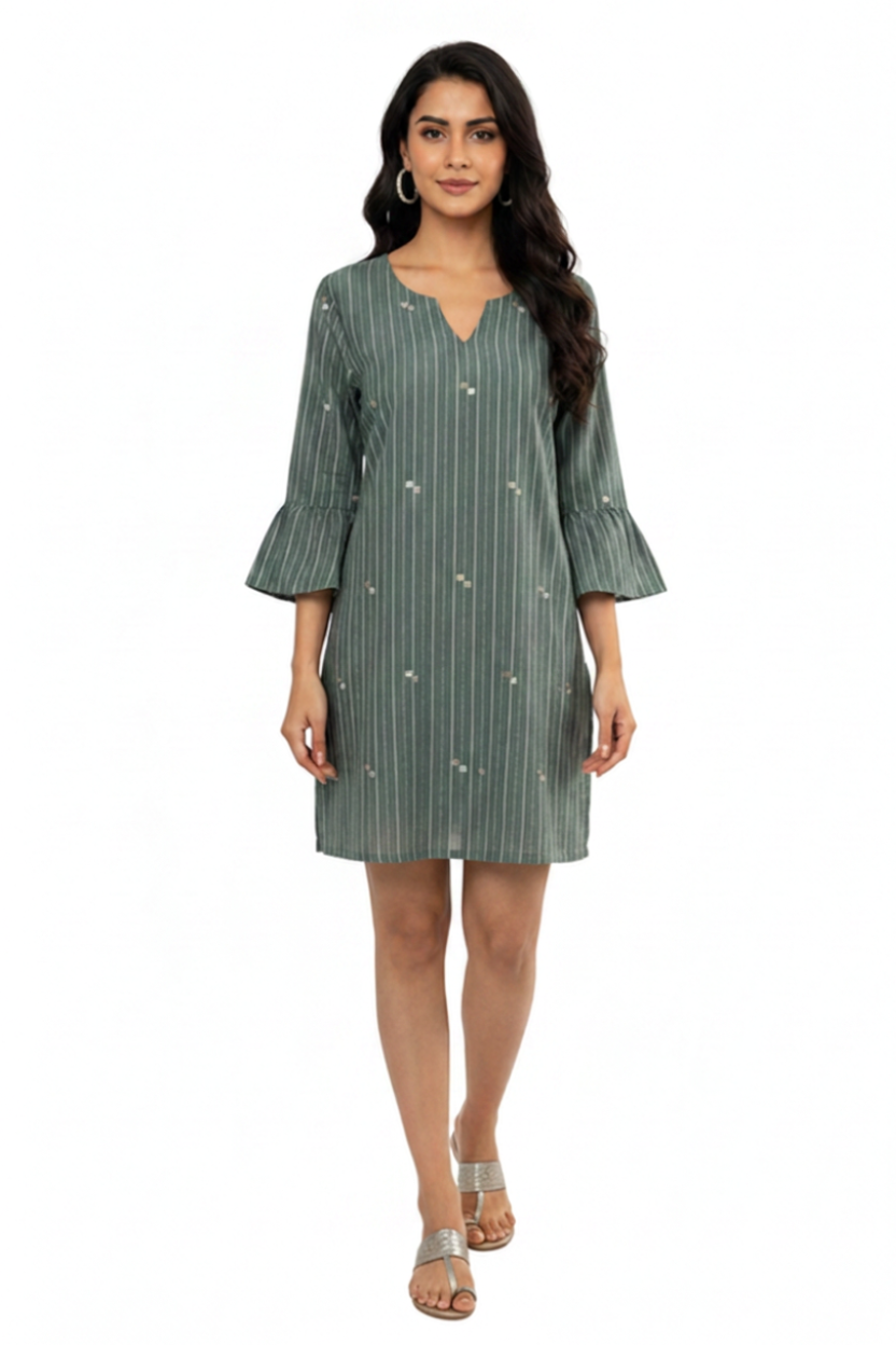 Wholesale - Mint Julep Dress with Ruffled Sleeves