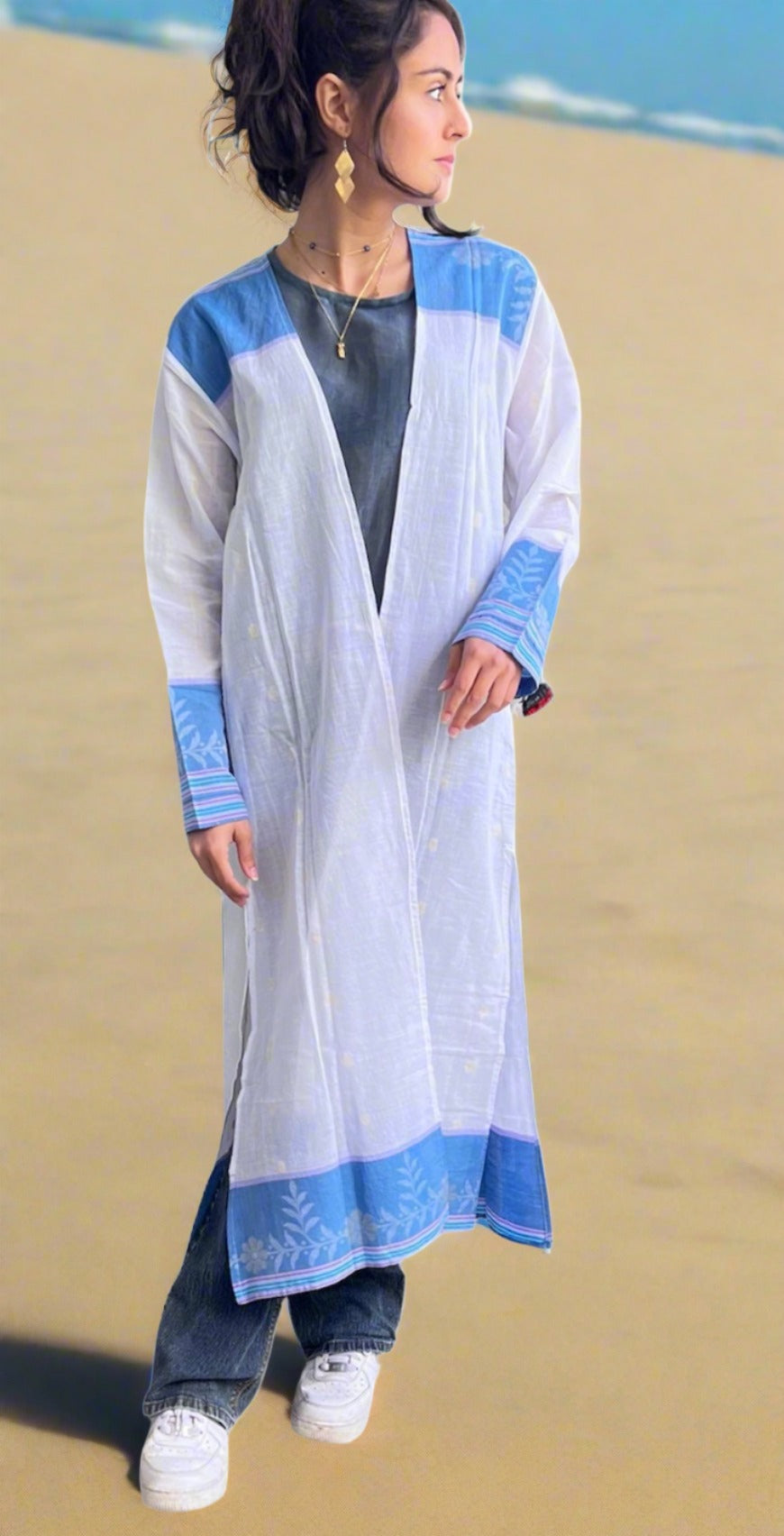 Ocean Breeze Saree Kimono