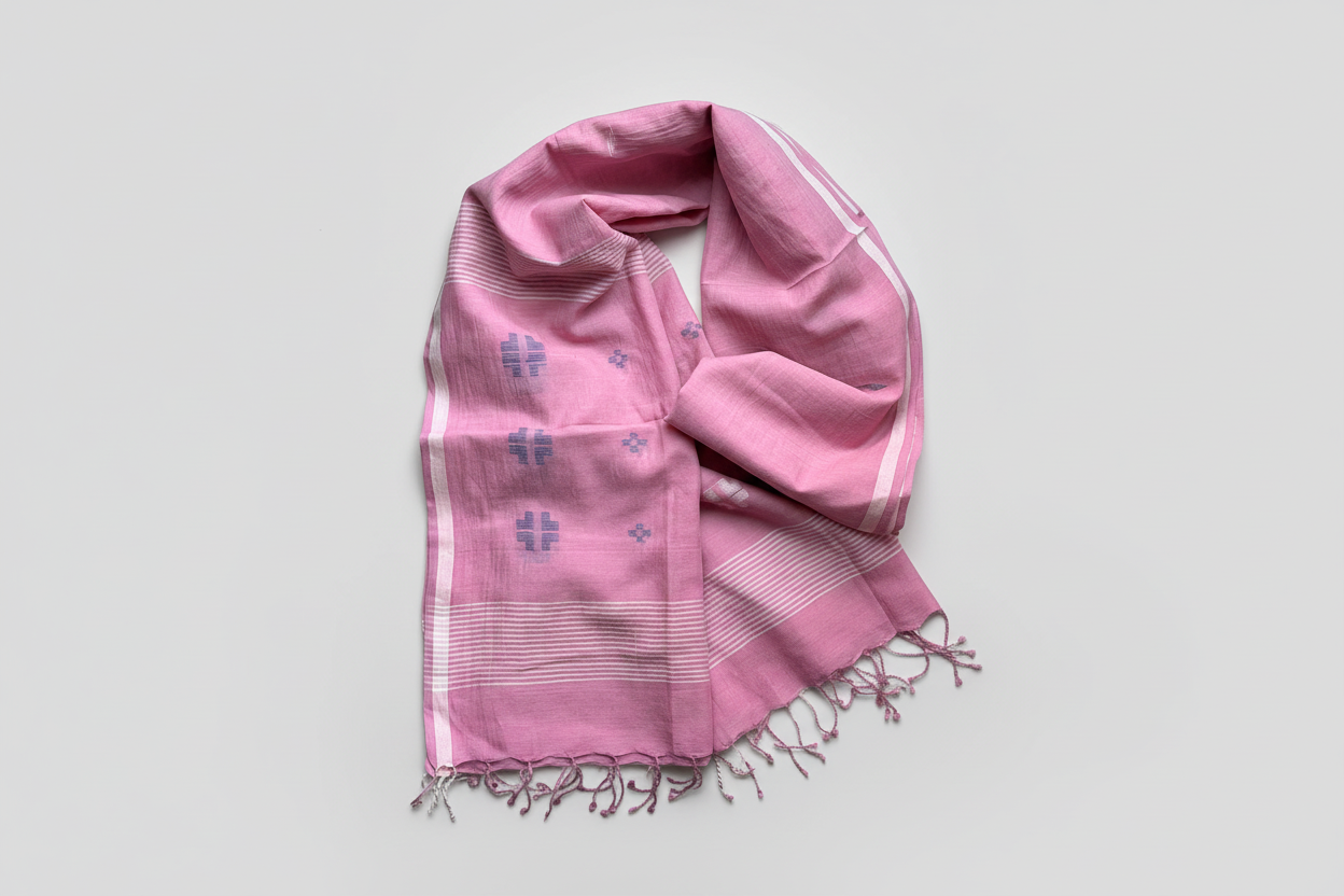 Pretty_in_Pink_scarf_-_luxurious muslin_jamdani_-main