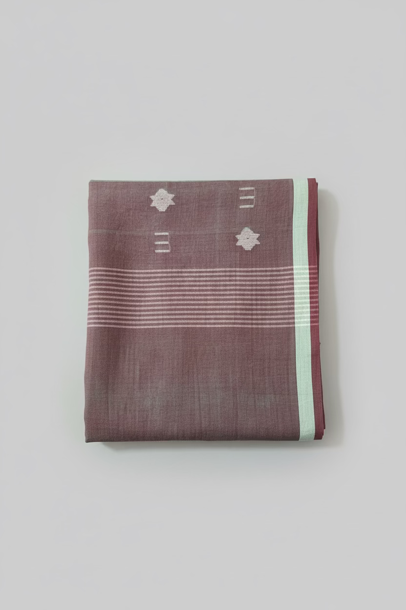 Purple Rhapsody Muslin Jamdani scarf - folded