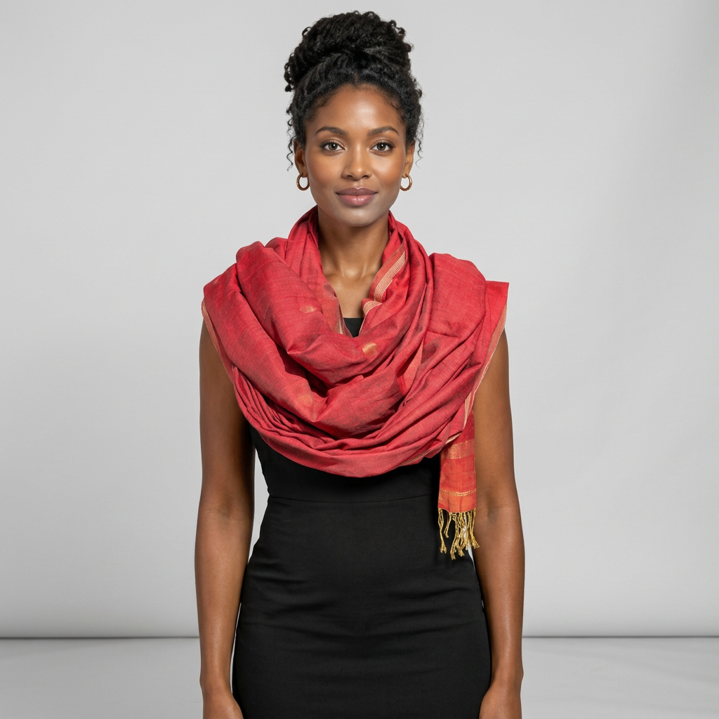 Zari Circle Boota Luxury Jamdani Muslin Scarf