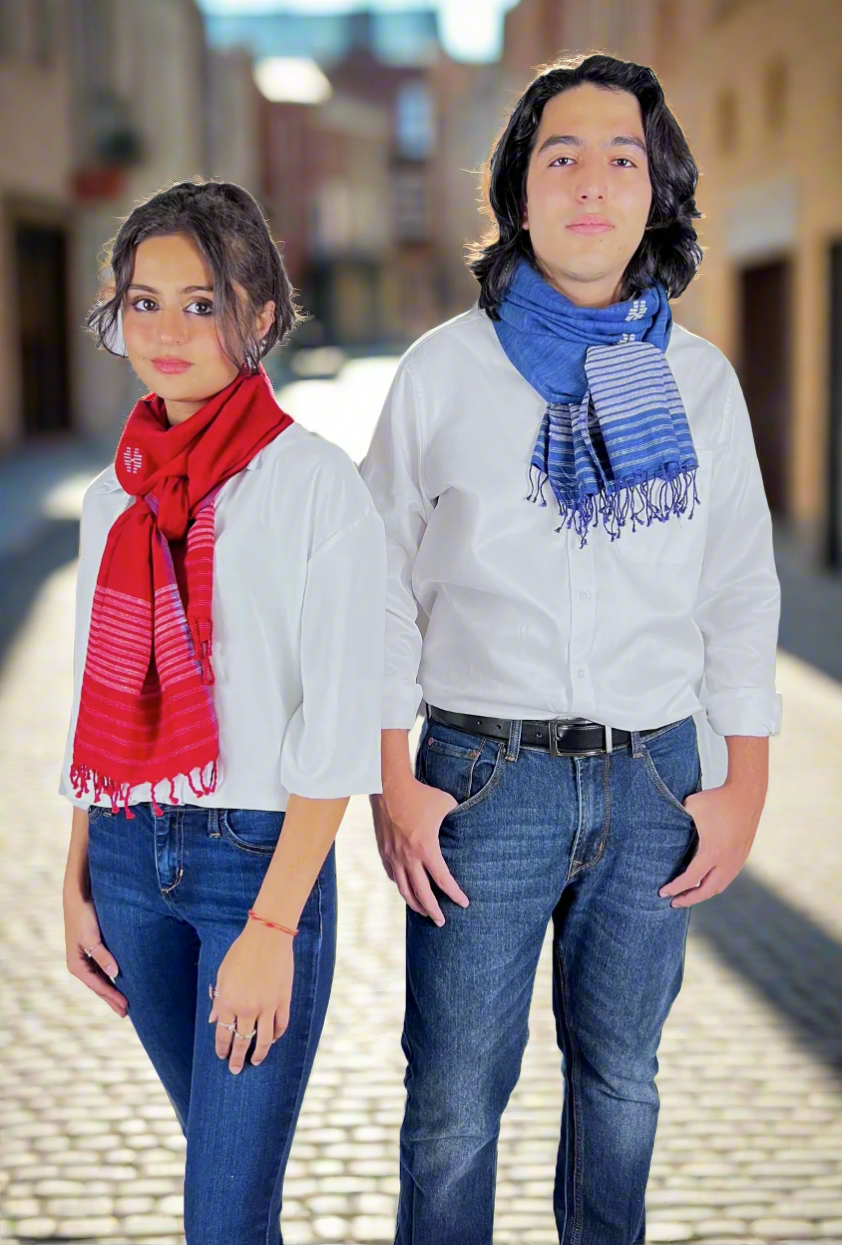 Indigo Peace Silk & Cotton Scarf