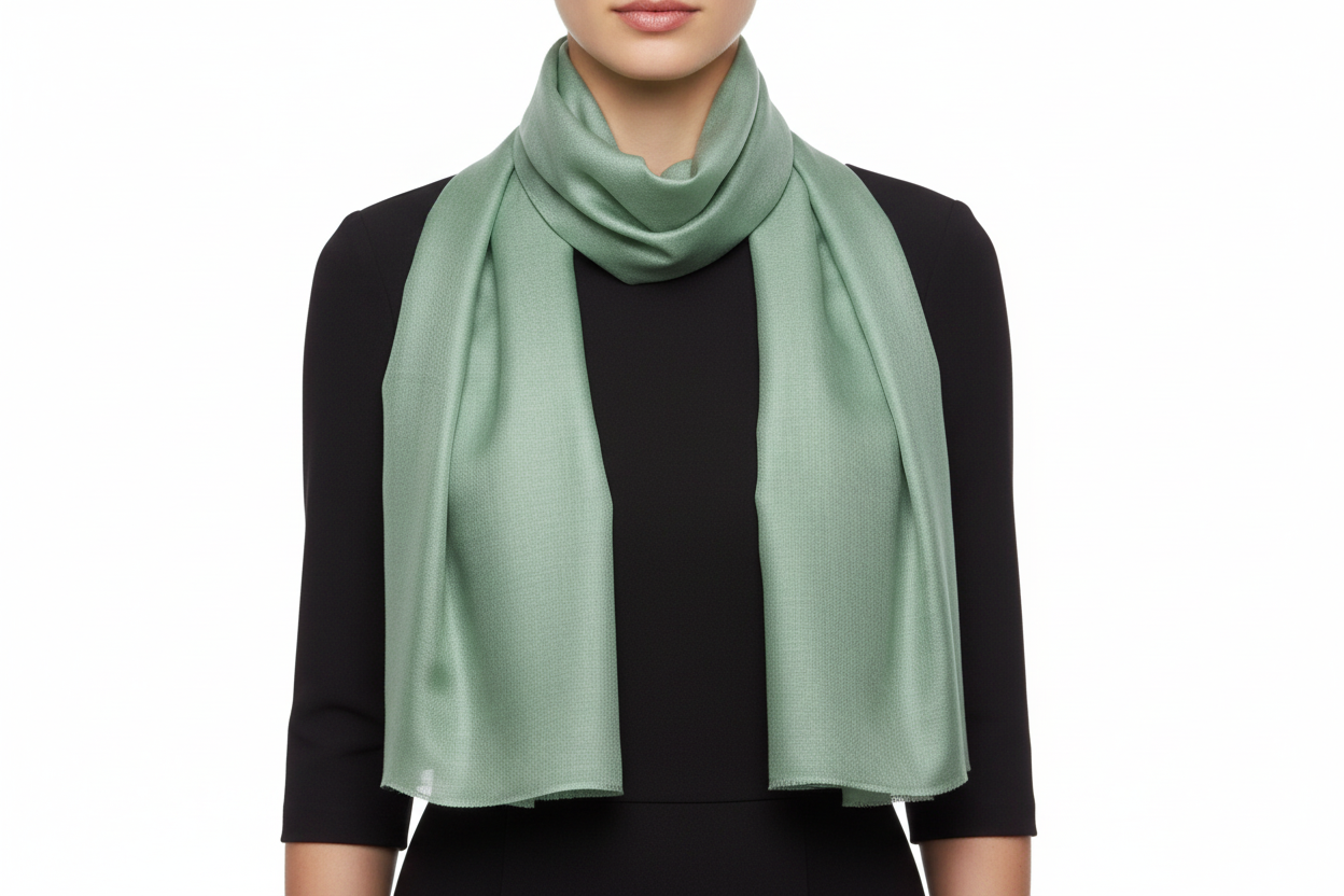 Sea foam Luxury Pashmina Scarf - on woman