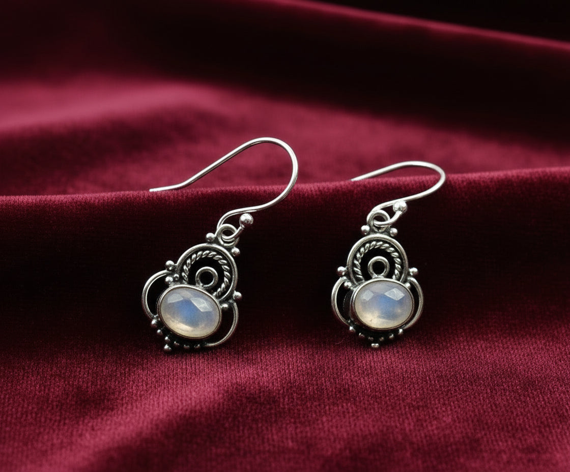 Silver Rainbow Labradorite earrings