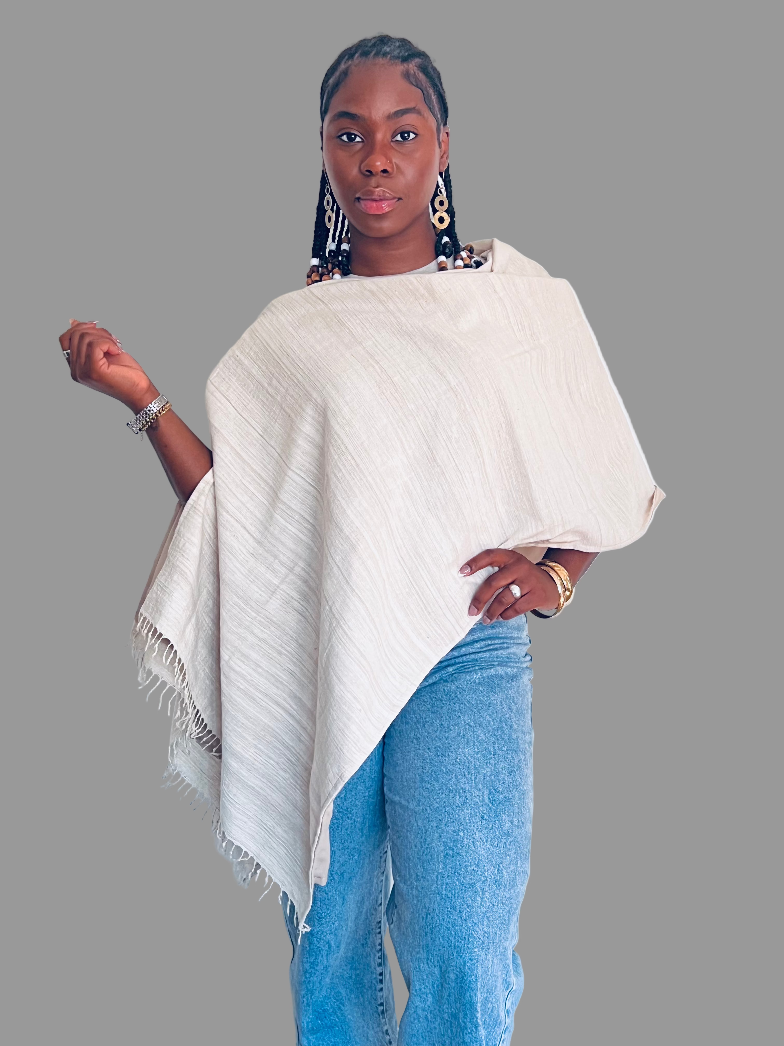 Snowflake Vegan Silk cape - front