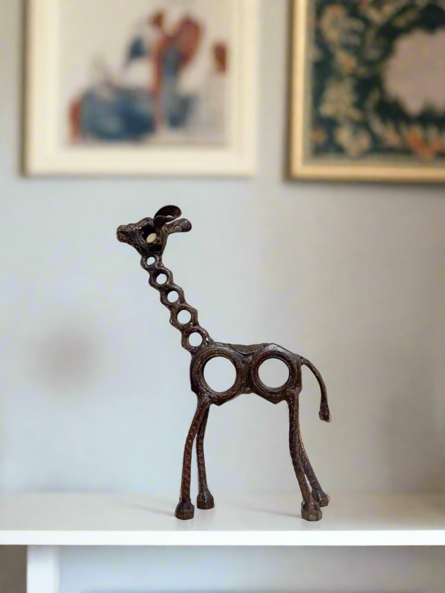 Giraffe - repurposed metal animal figurine