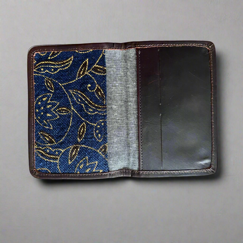 Indigo Block print Burlap Passport cover