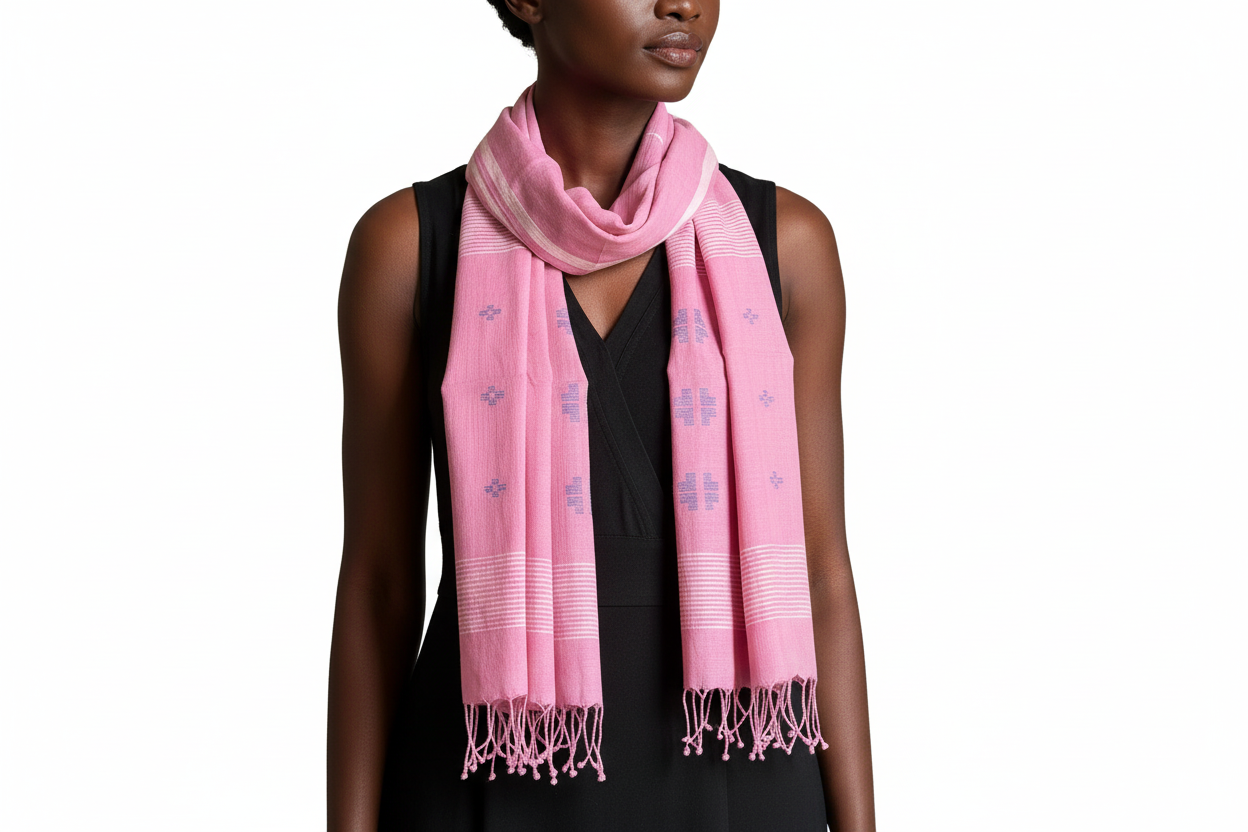pretty_in_pink_-_luxurious muslin_jamdani_around neck