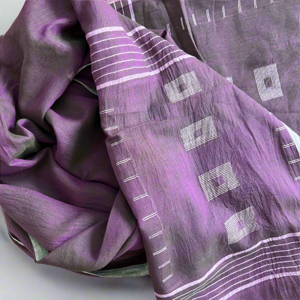 Aubergine Jamdani Muslin Scarf