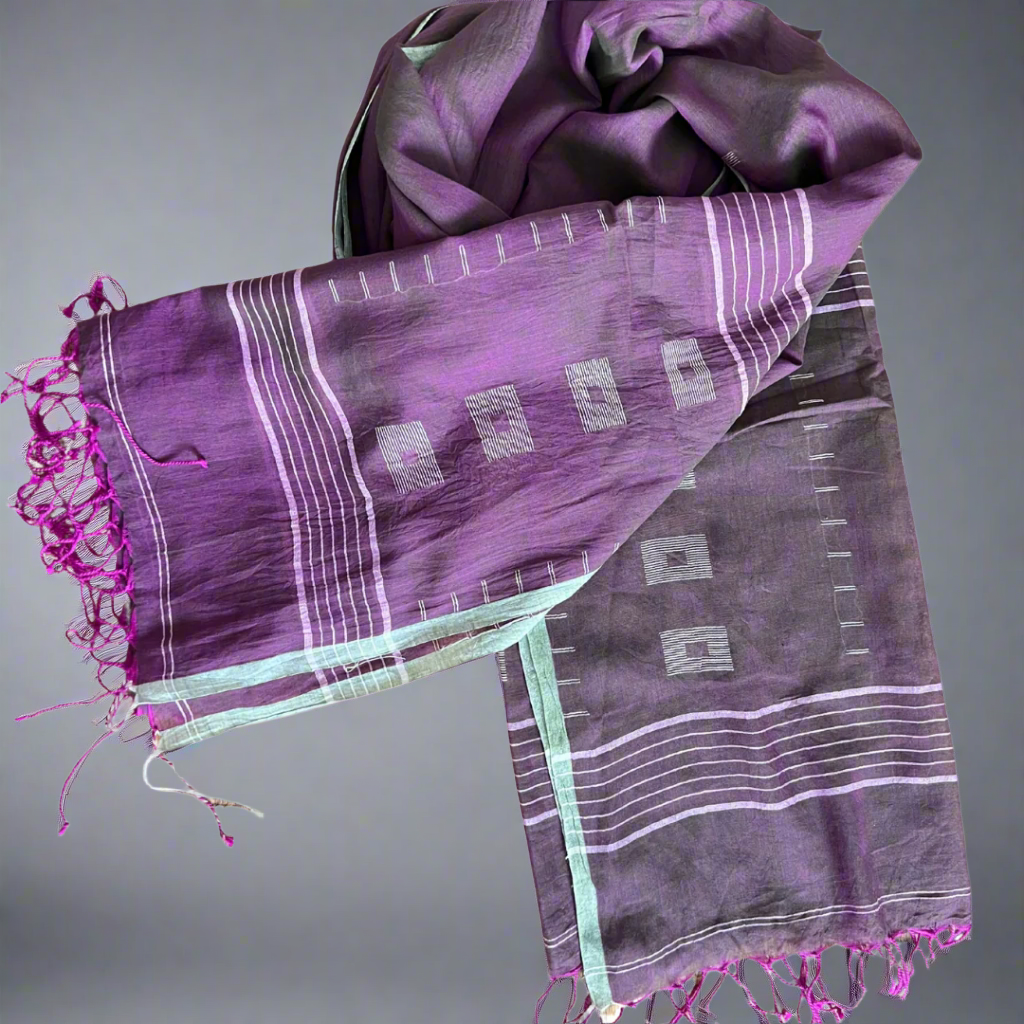 Aubergine Jamdani Muslin Scarf