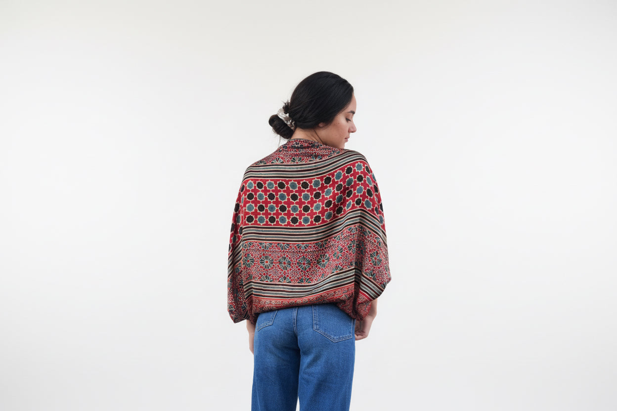 Ajrakh modal silk - Jaali - back