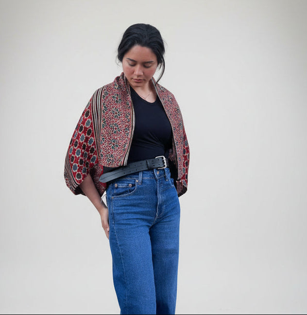 Ajrakh modal silk - Flowers - frontal