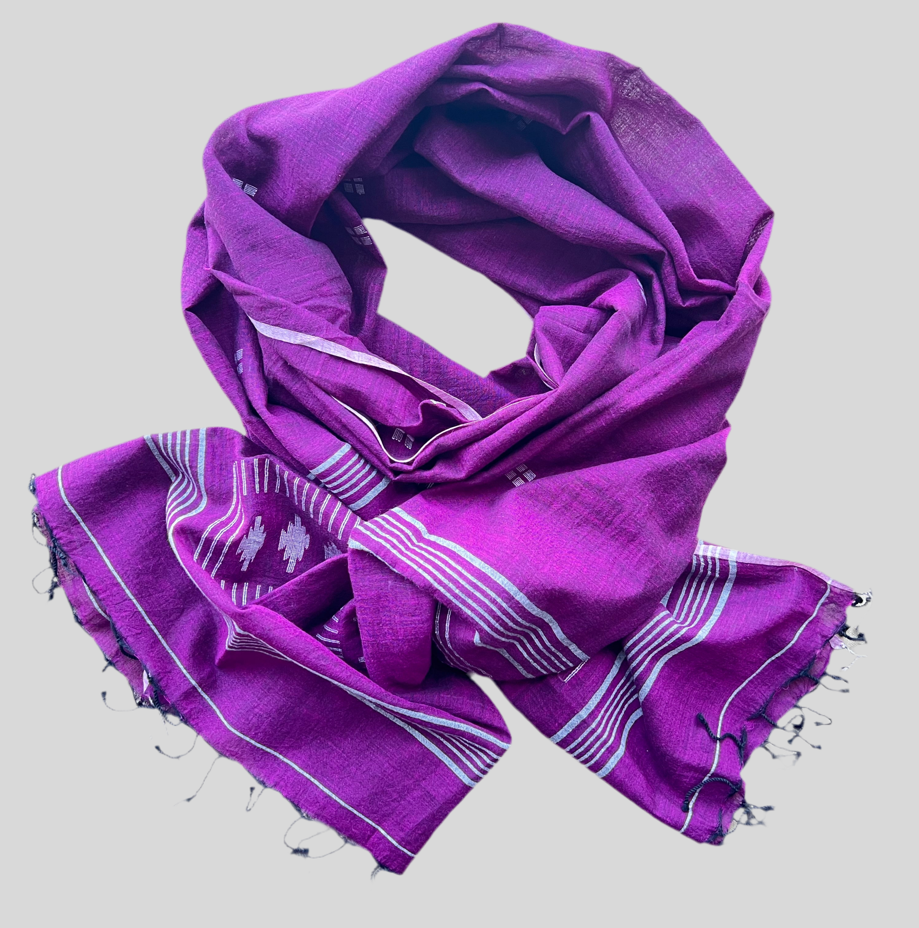 Aubergine Jamdani Muslin Scarf