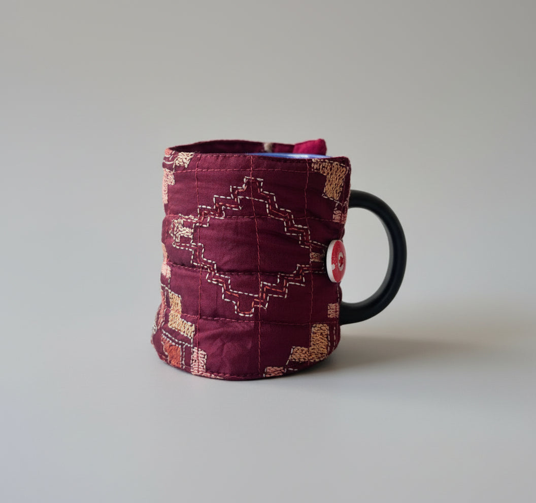 Aztec kantha coffee-tea cup cozy side
