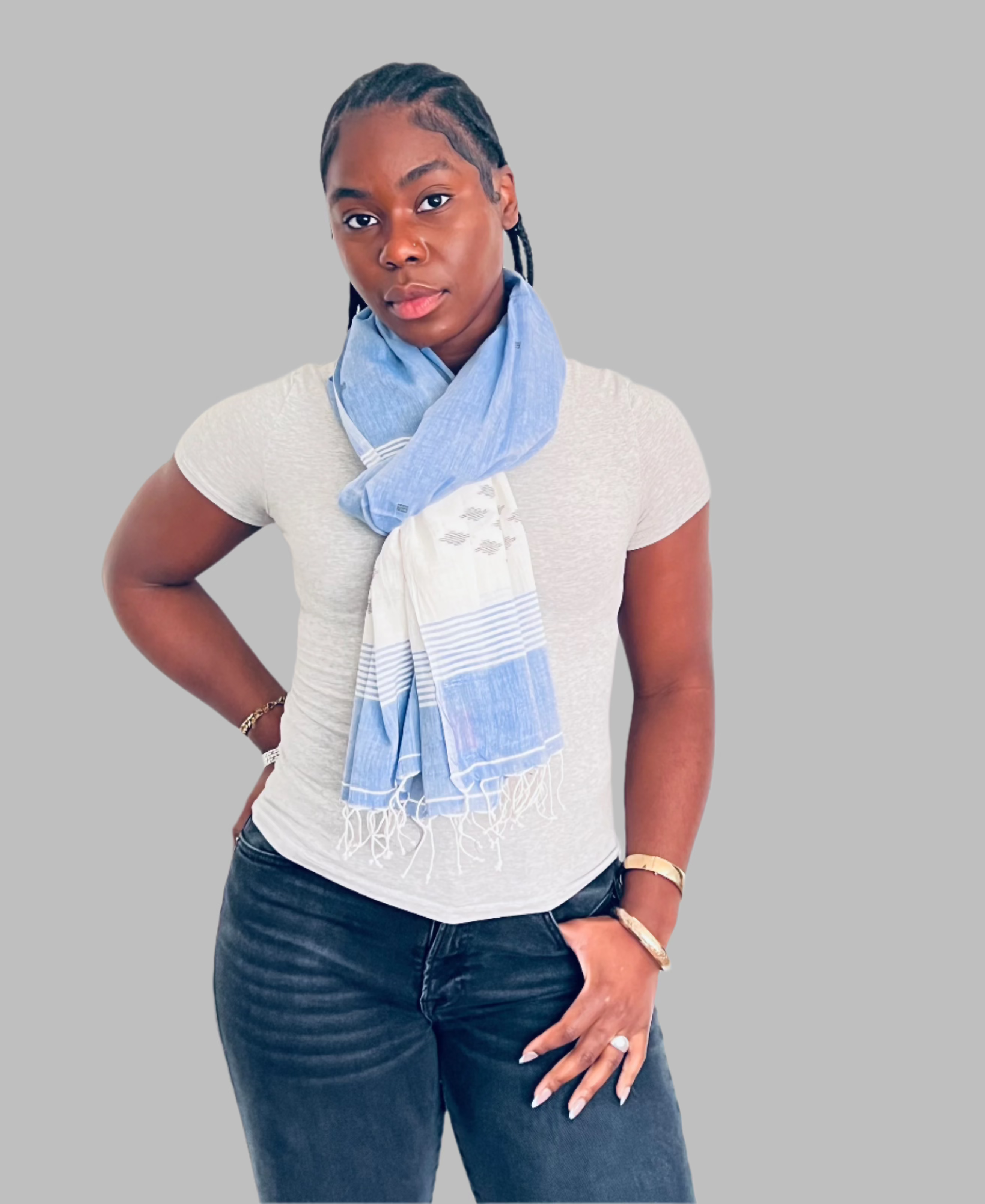 Blue Belle Jamdani Scarf