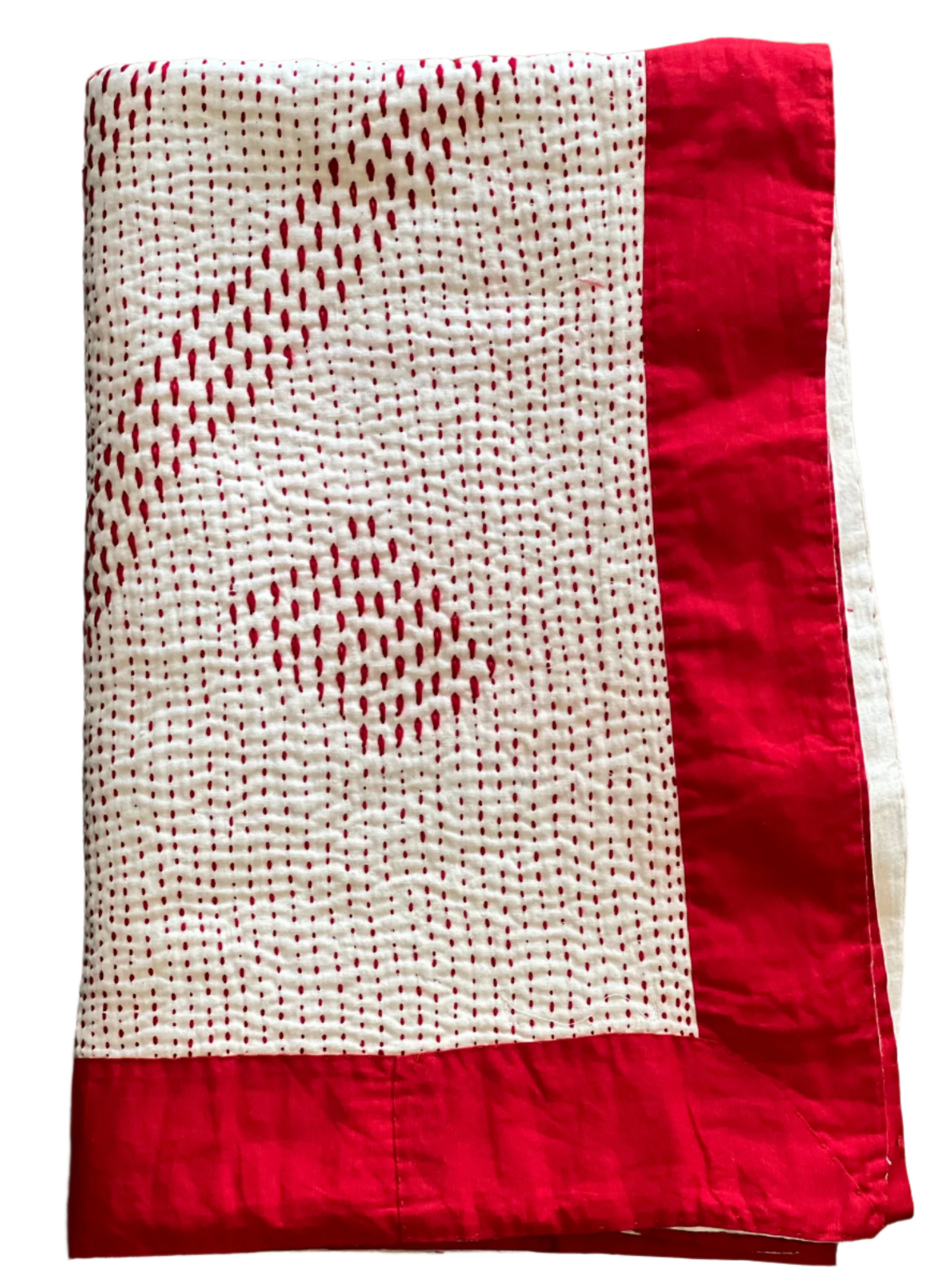 Cardinal Cotton Kantha Throw Quilt