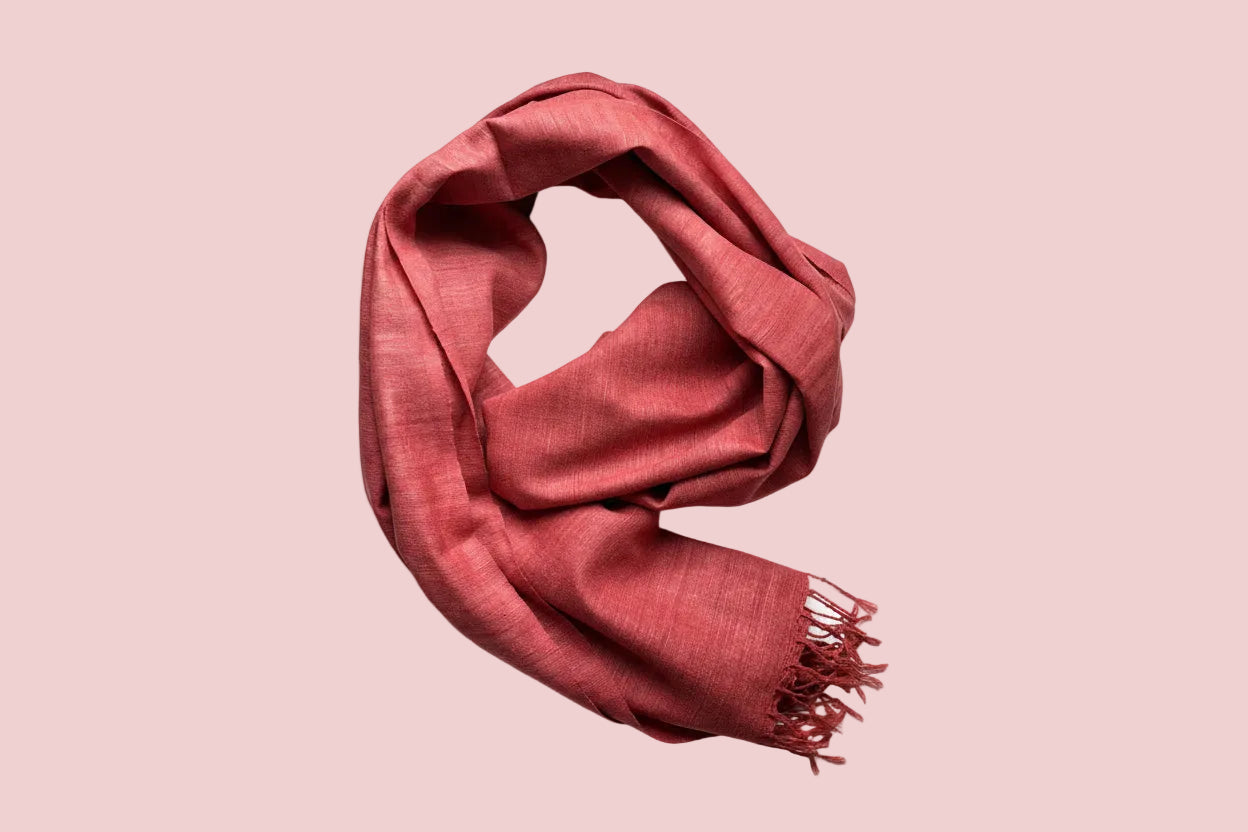 Coral luxurious vegan silk scarf