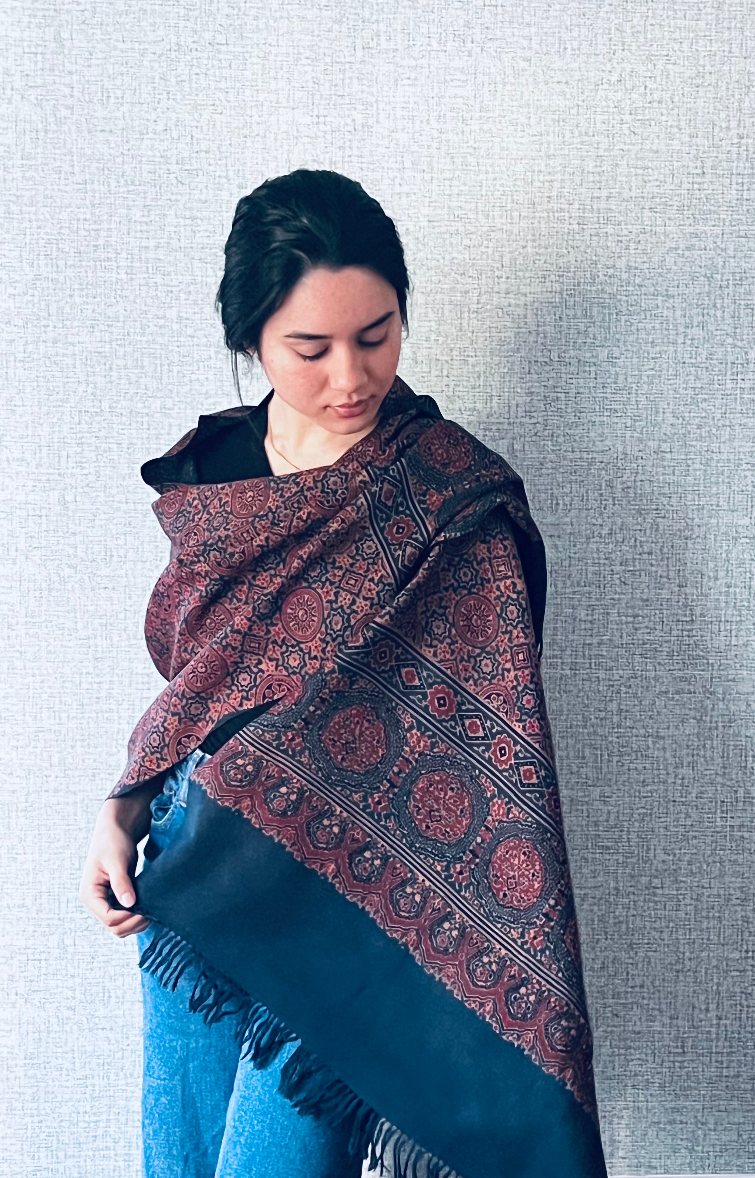 Ajrakh Luxury Fine Wool Shawl