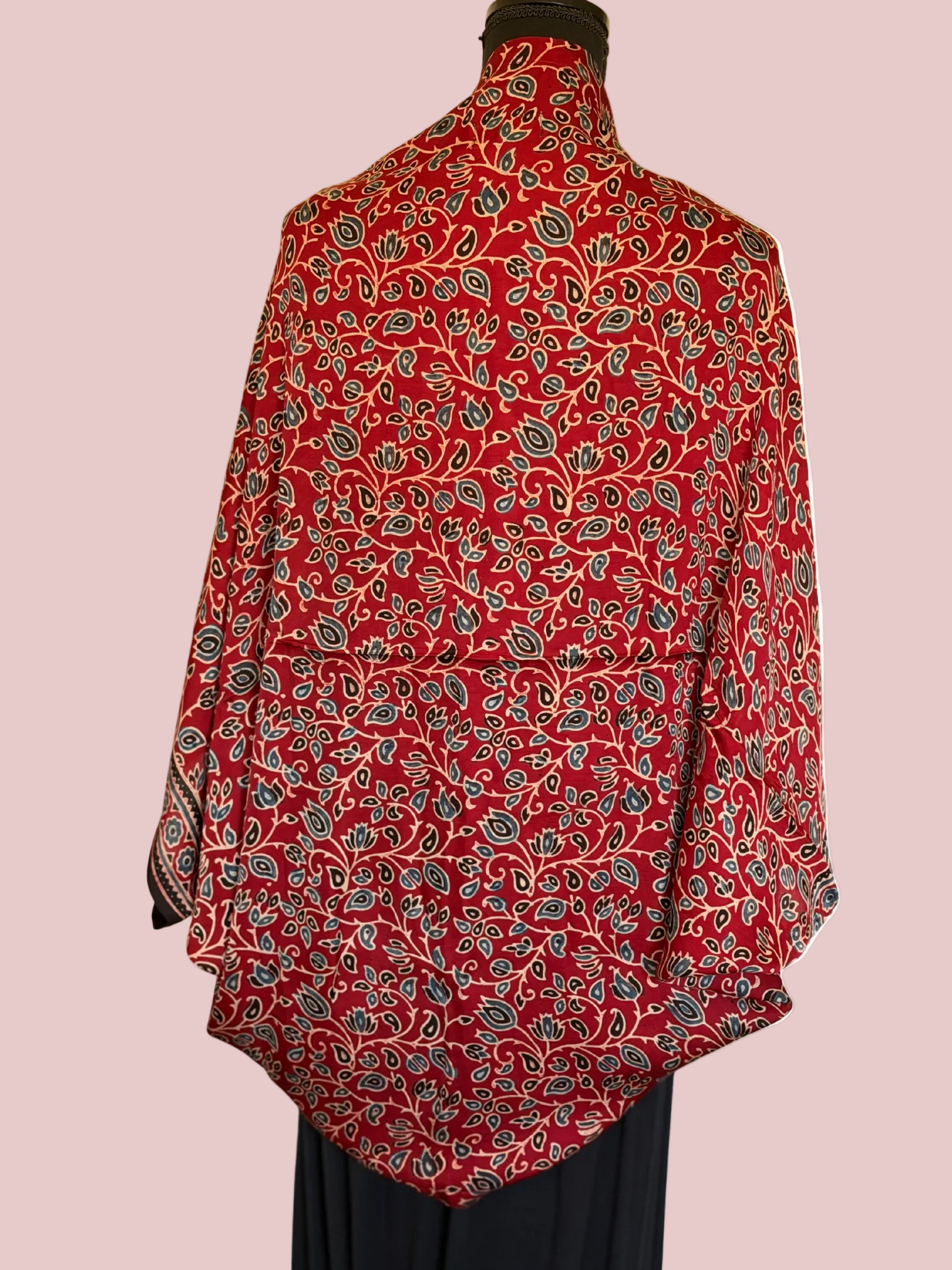 Eden luxurious Modal Silk in floral pattern - back view on dress form